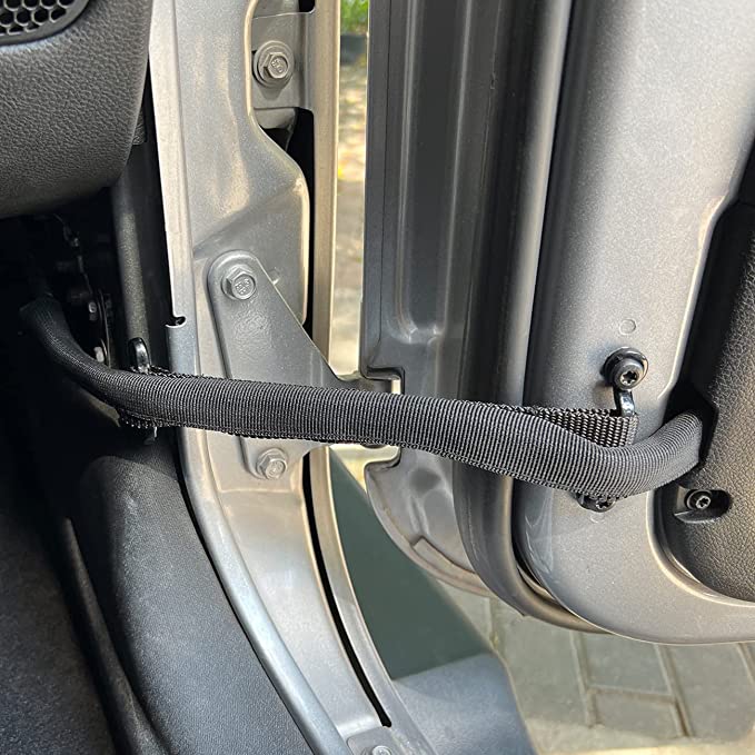 Door Strap for Jeep, Heavy Duty Strong Door Limit Strap with Zipper for 2007-2023 Jeep Wrangler JK JKU JL JLU Gladiator JT (Black) - OMOTOR