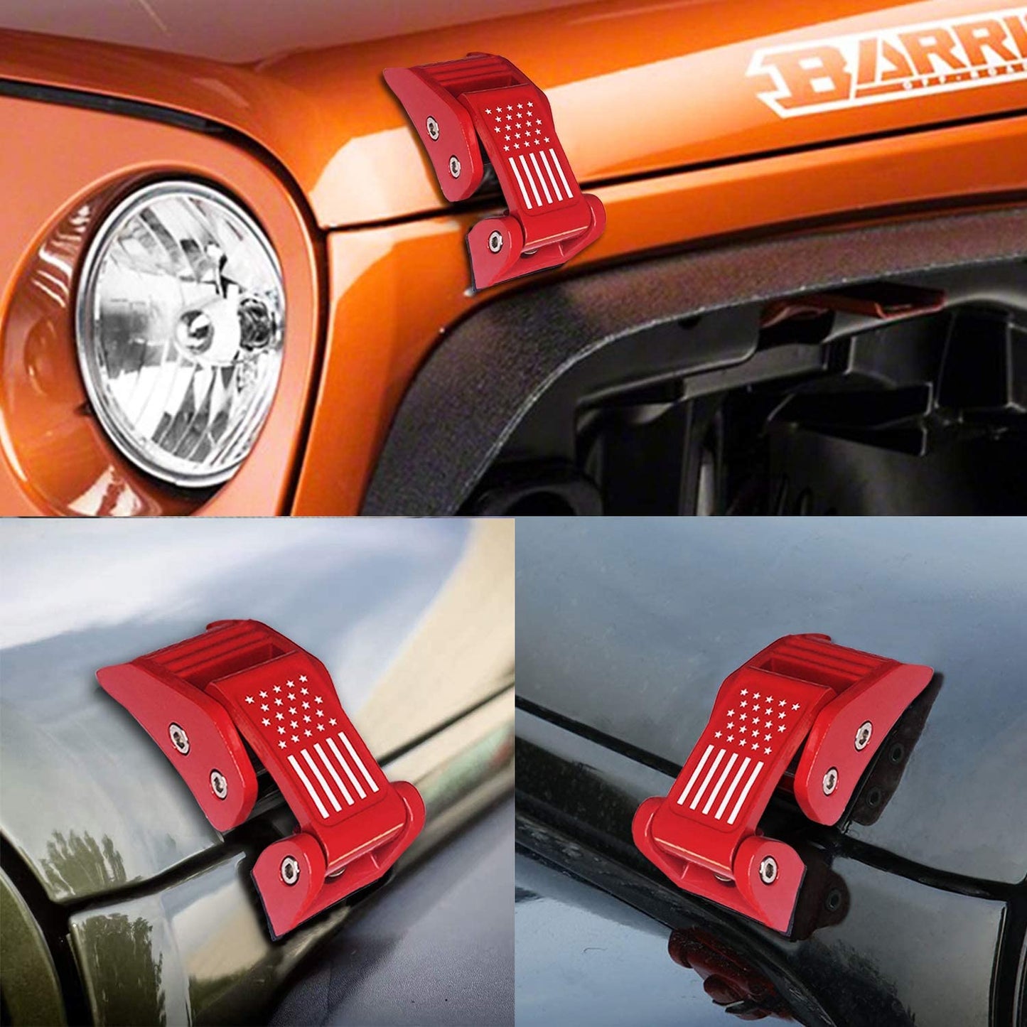 Aluminum Hood Latches Catch Kit (Red/Black/Sliver) - OMOTOR