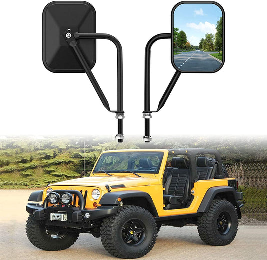 Door Off Mirror Compatible with Jeep Wrangler JK JL & Unlimited, Wider View Easy-Install