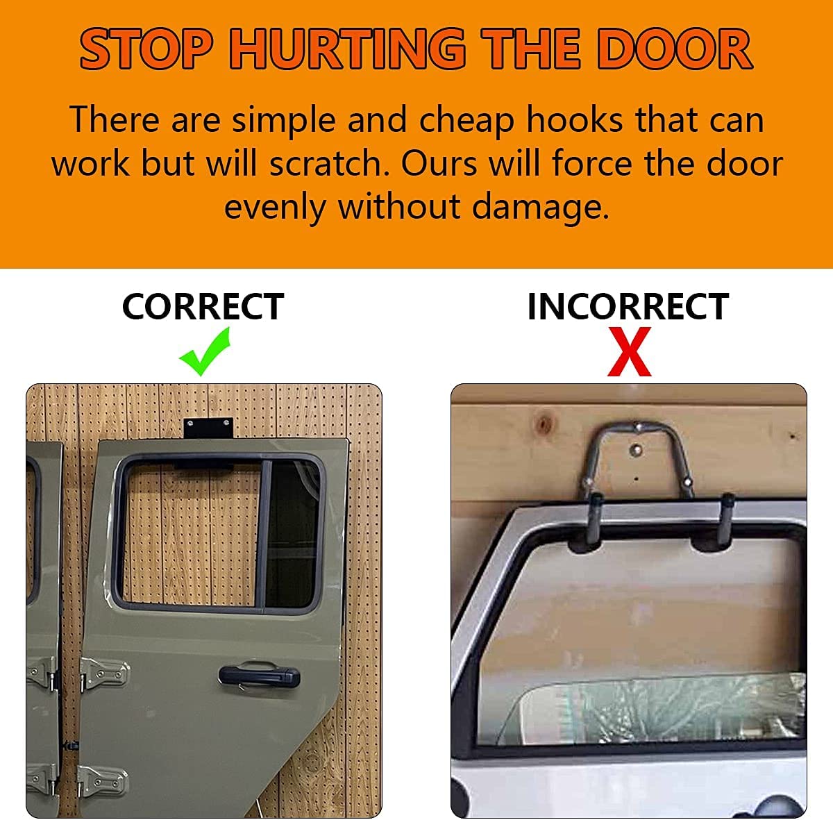 Storage Door Hangers Compatible with Jeep, Wall Mount Door Hangers 4pcs - OMOTOR