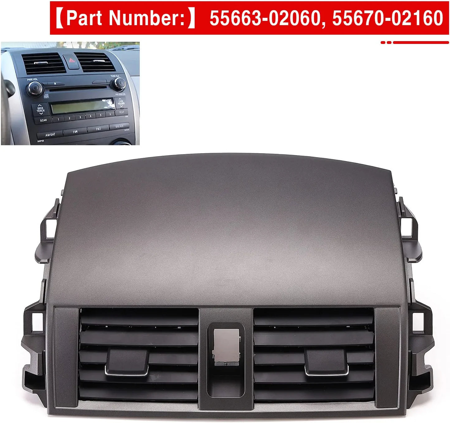55670-02160 Center Dash A/C Outlet Air Vent Panel (No hand wheel) Compatible with Toyota Corolla 2008-2013 - OMOTOR