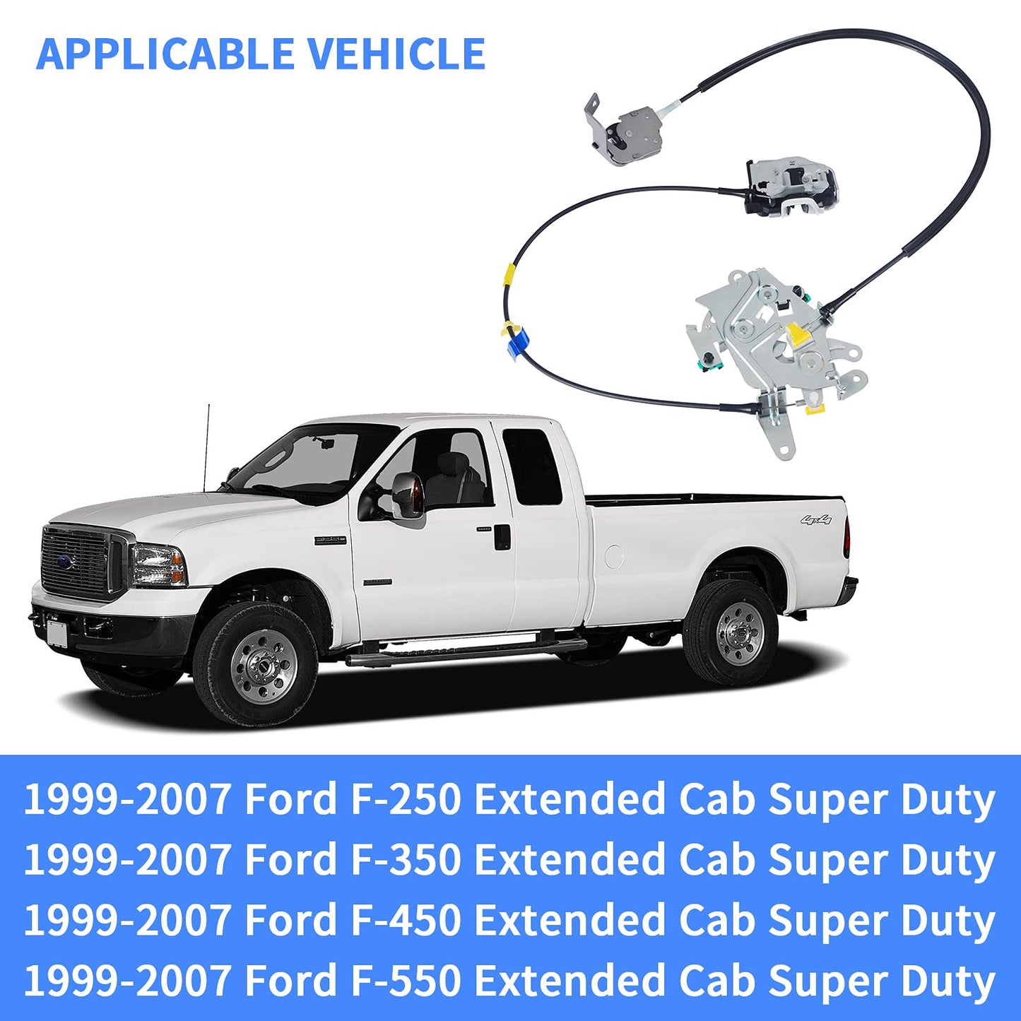 Rear Door Latch Lock Cable Assembly Compatible with F-250 F-350 F-450 F-550 Replaces 6C3Z-28264A01-A - OMOTOR