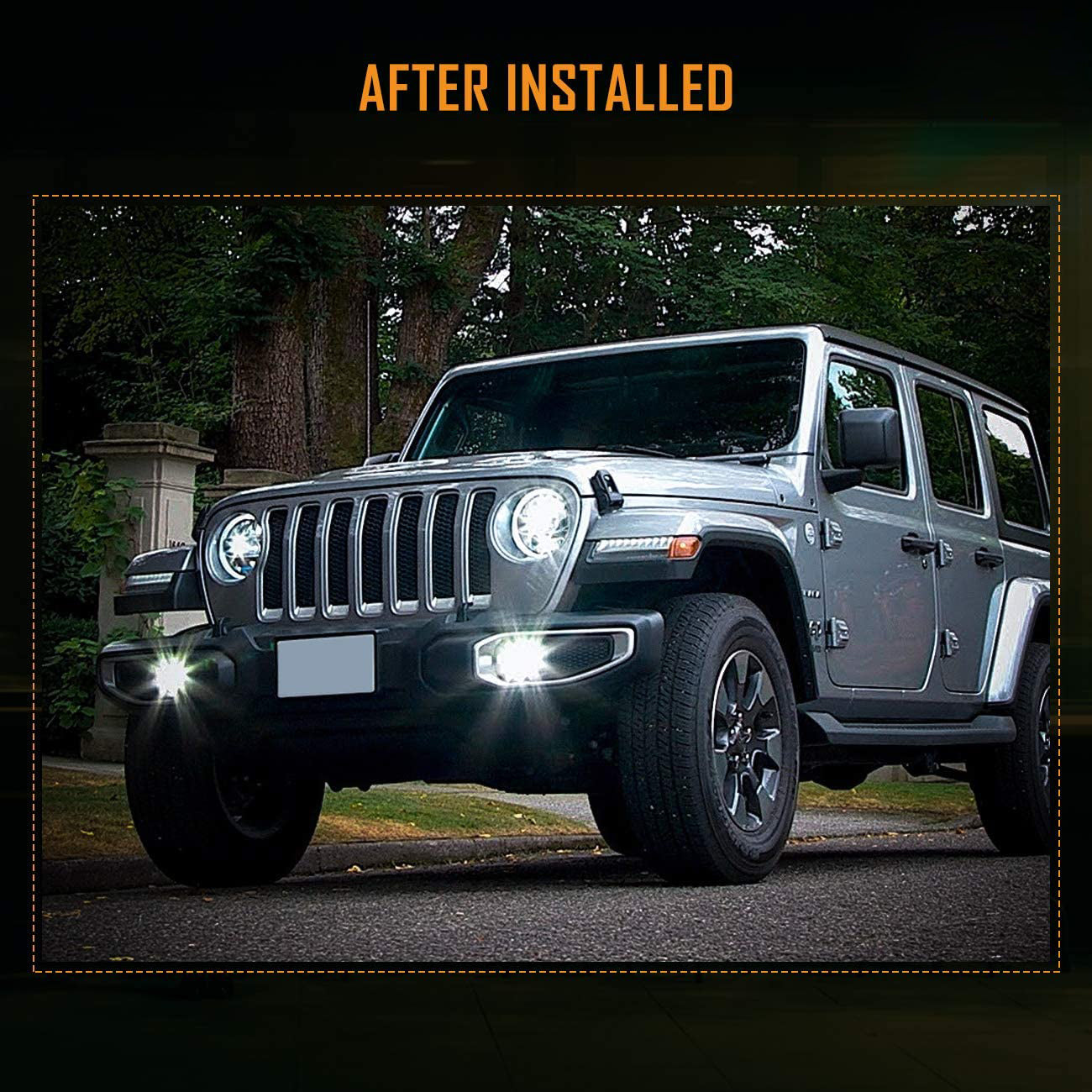 4 Inch LED Fog Lights for Wrangler JL JLU Unlimited Sport Rubicon Sahara 2018-2022, Round Fog Lamps for Gladiator JT 2018+, RHD, Wrangler 4xe, w/ DRL & Turn Signal - OMOTOR
