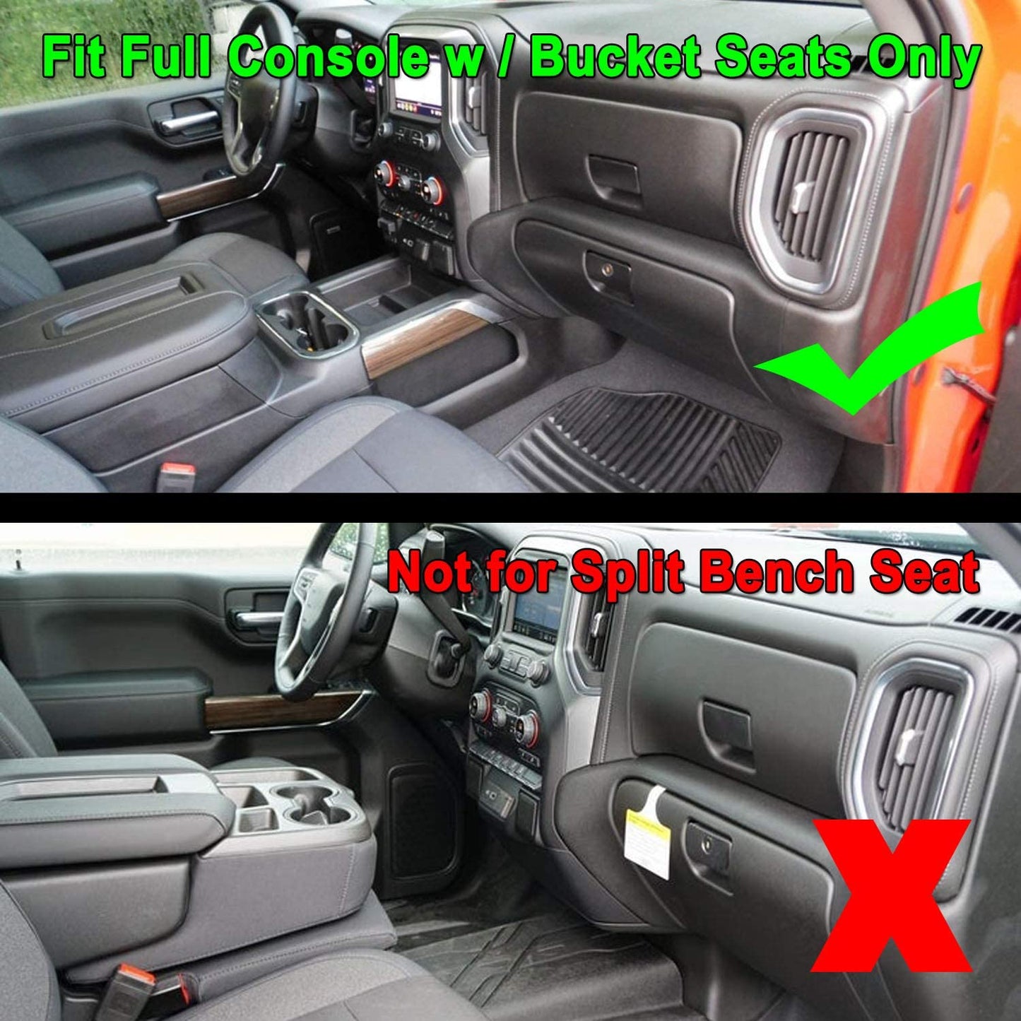 Center Console Organizer Tray Compatible with (2019-2022) Chevy Silverado 1500/GMC Sierra 1500 and 2020-2023 Silverado/Sierra 2500/3500 HD - Full Console w/Bucket Seats ONLY,Black trim - OMOTOR