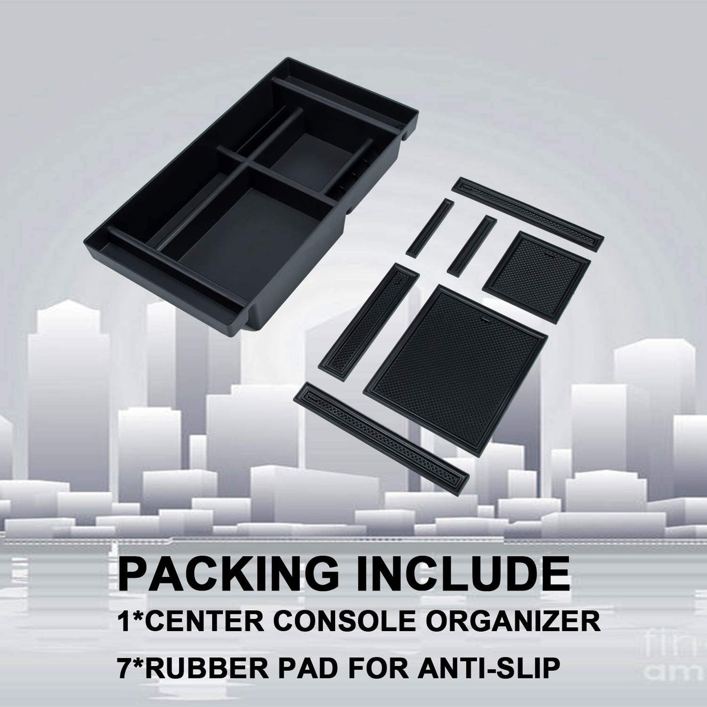 Center Console Organizer Tray Compatible with (2019-2022) Chevy Silverado 1500/GMC Sierra 1500 and 2020-2023 Silverado/Sierra 2500/3500 HD - Full Console w/Bucket Seats ONLY,Black trim - OMOTOR