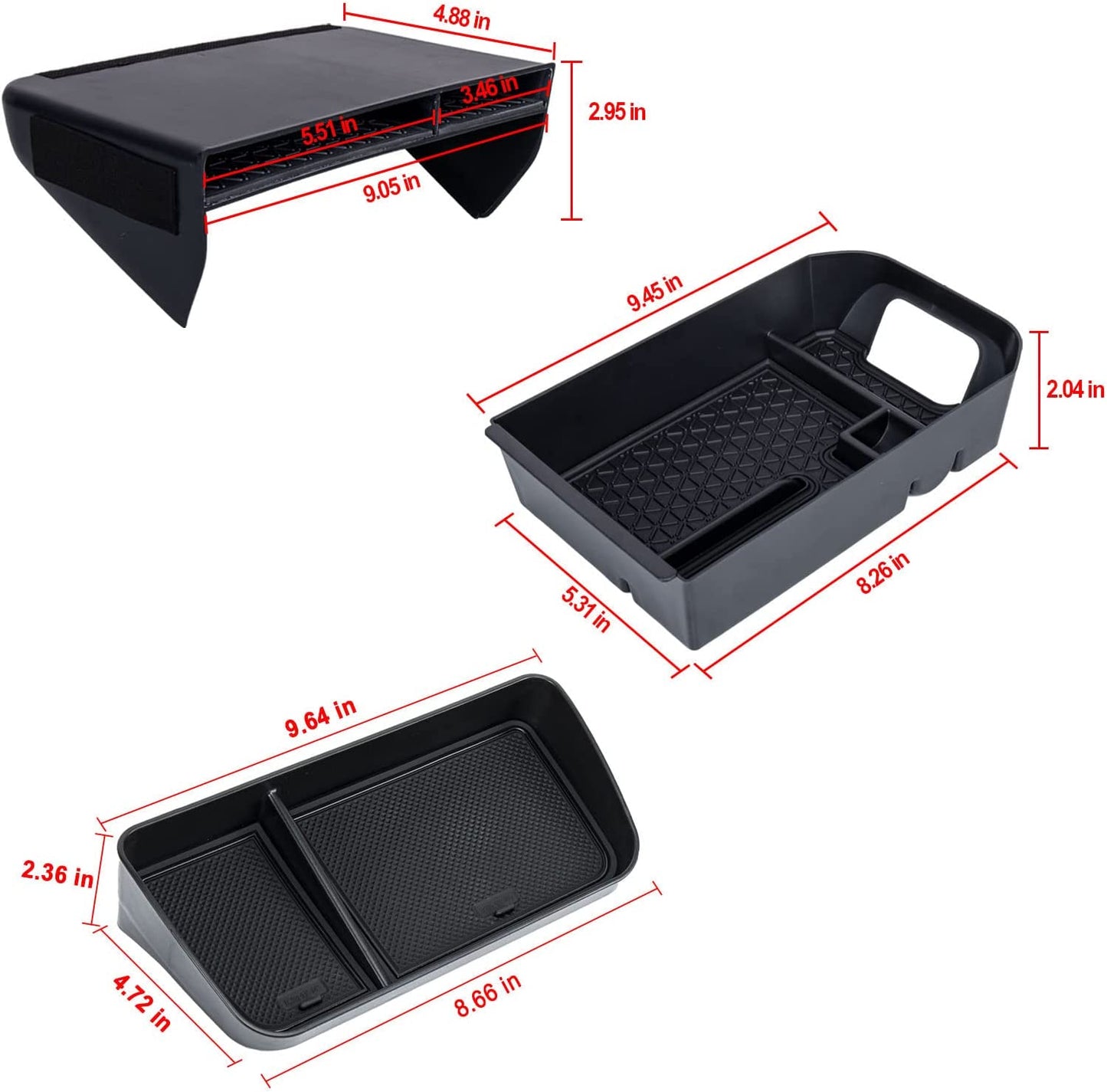3PCS Center Console Organizer Tray and Armrest Storage Box Compatible with Toyota RAV4 2019-2022 Dash Storage Tray Interior Accessories - OMOTOR