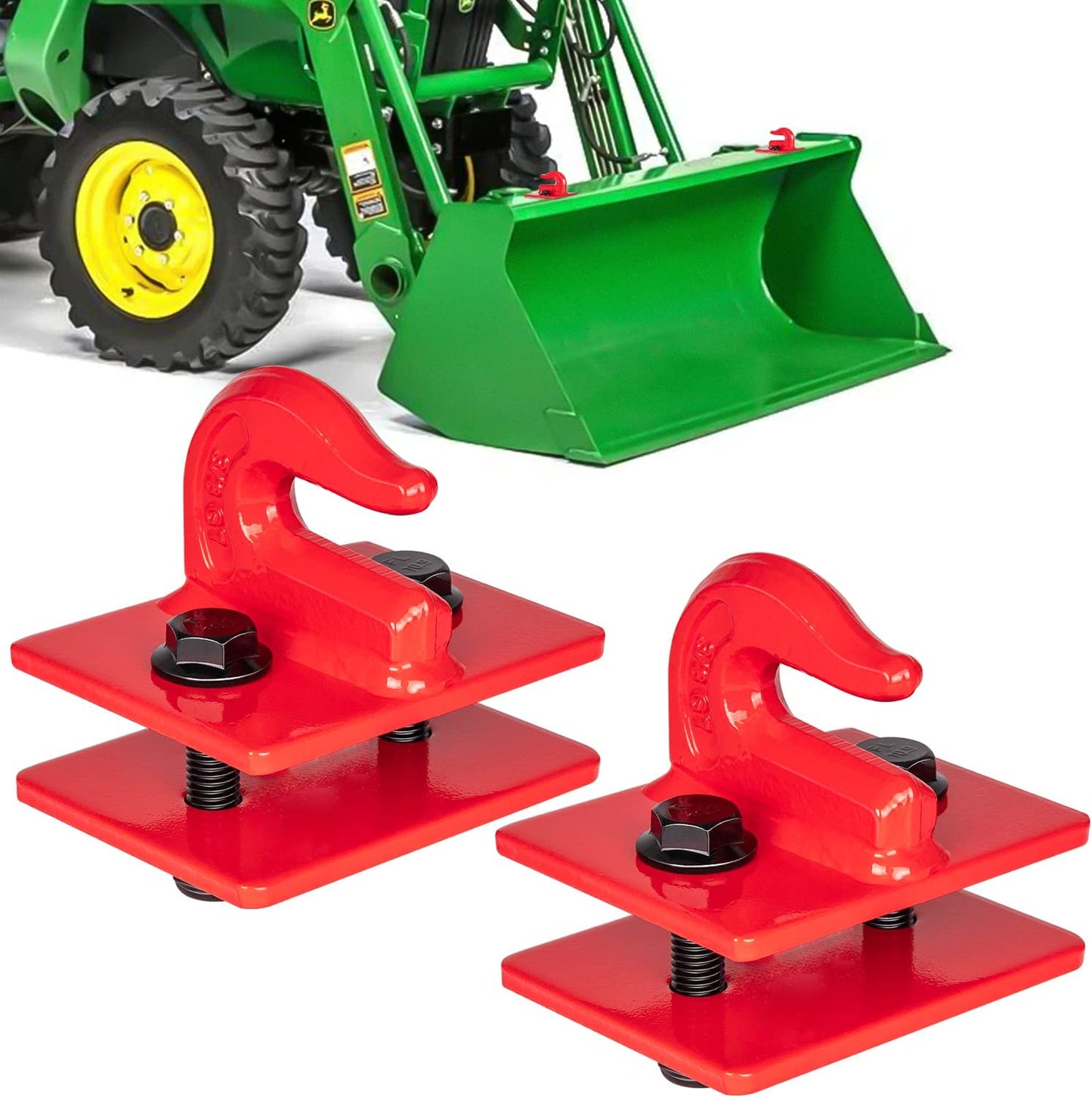 3/8" Tractor Bucket Hooks Grade 70 Forged Steel Bolt On Heavy Duty Grab Hook Tow Hook with Backer Plate,Tractor Bucket Accessories for Rv,Utv,Truck,Black - OMOTOR