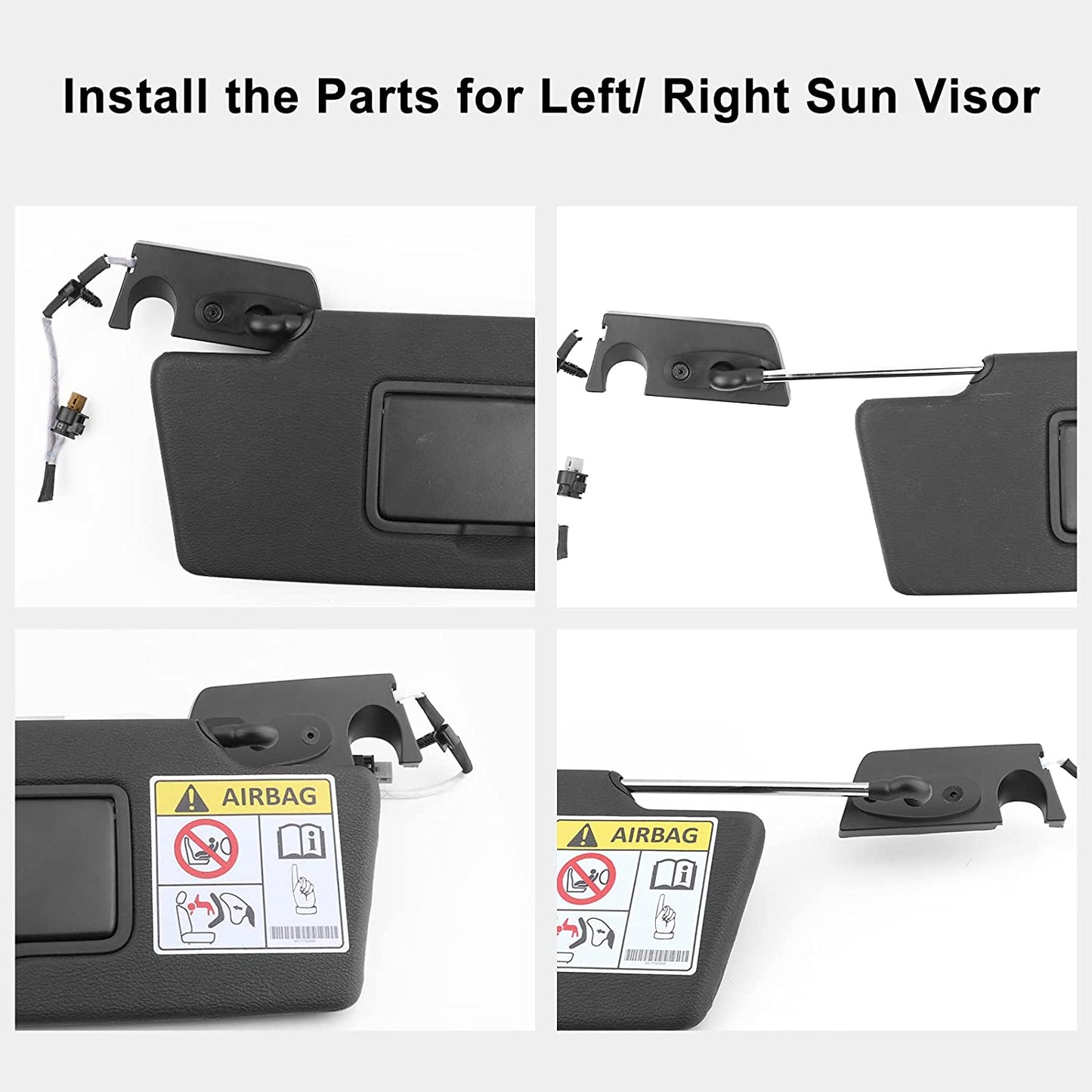 Upgrade Aluminum Alloy Sun Visor Repair Kit Heavy Duty Visor Mounting Clips Compatible with Jeep Wrangler JK 2018/ Wrangler 2018-2022/ Gladiator 2020-2022 (2 Pack) - OMOTOR