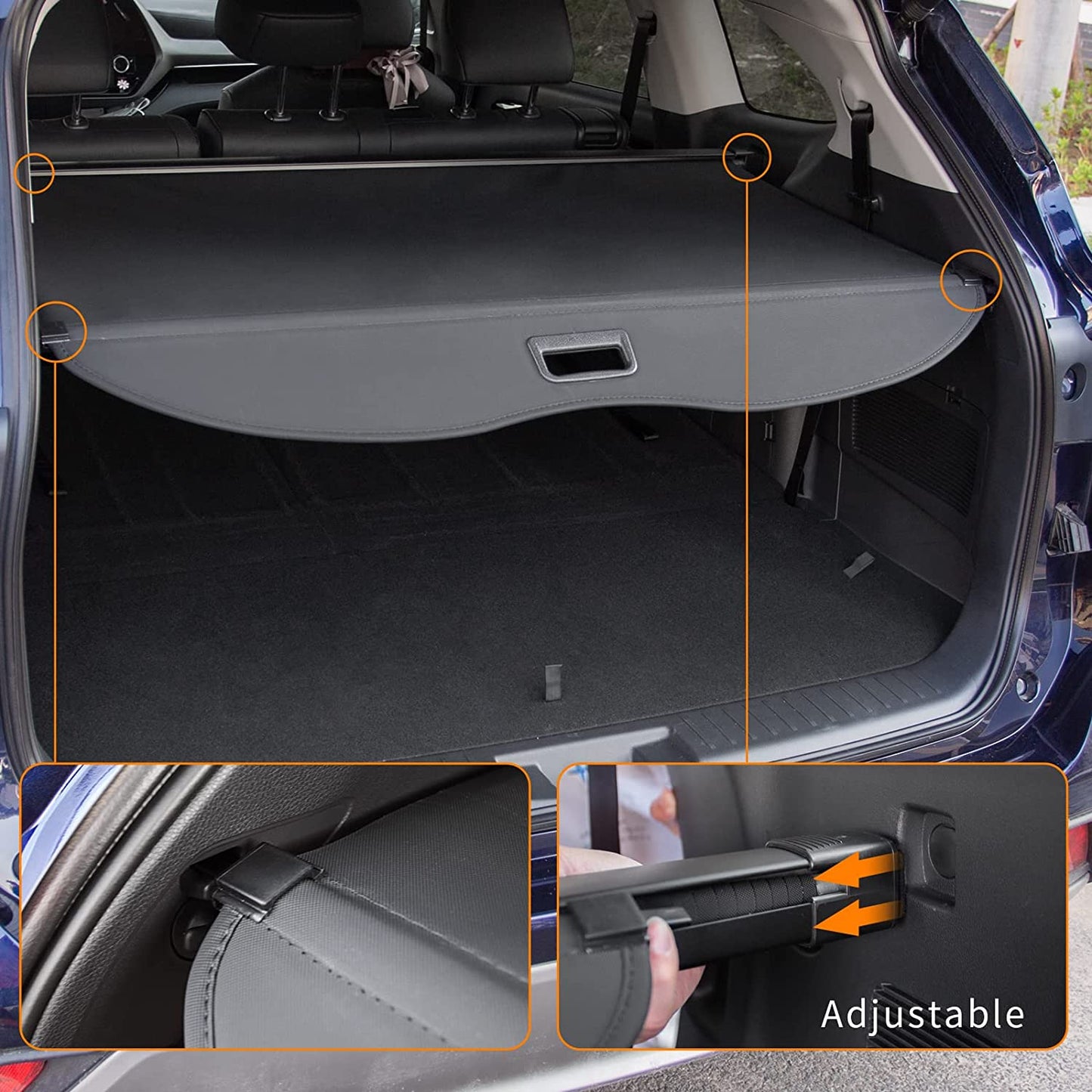 Fit 2020 2021 2022 2023 Toyota Highlander Trunk Cargo Cover Luggage Retractable Rear Trunk Security Shade Shield Highlander Accessories - OMOTOR