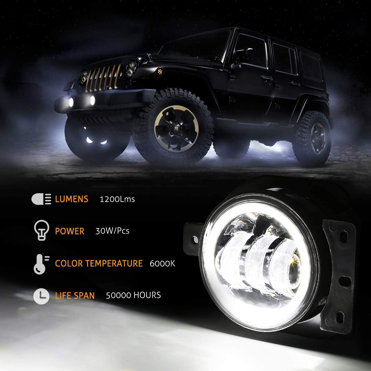 4 Inch LED Fog Lights for Wrangler JL JLU Unlimited Sport Rubicon Sahara 2018-2022, Round Fog Lamps for Gladiator JT 2018+, RHD, Wrangler 4xe, w/ DRL & Turn Signal - OMOTOR