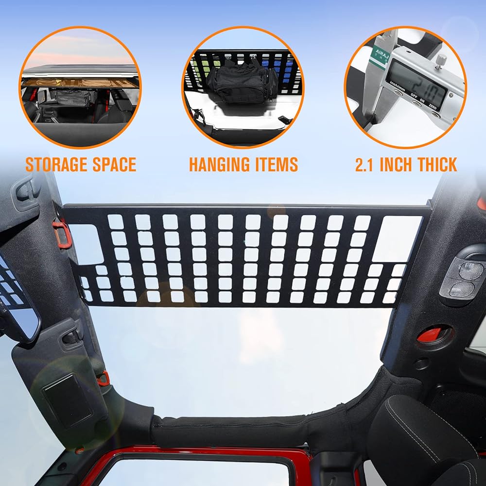 Roof Rack Hard Top Molle Panel Storage Accessories for 2007-2018 Jeep Wrangler JK & Unlimited - OMOTOR