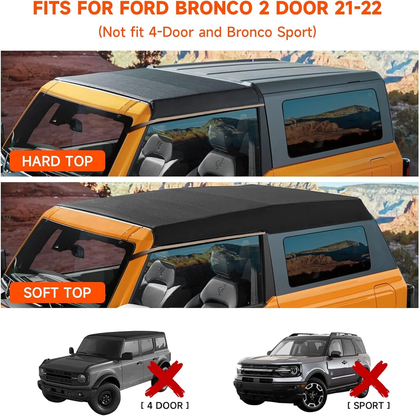 Rain Guard Window Visors for Ford Bronco 2021 2022 2023 2024 Accessories 2 Door Window Wind Deflectors Sun Guards 2 pcs - OMOTOR