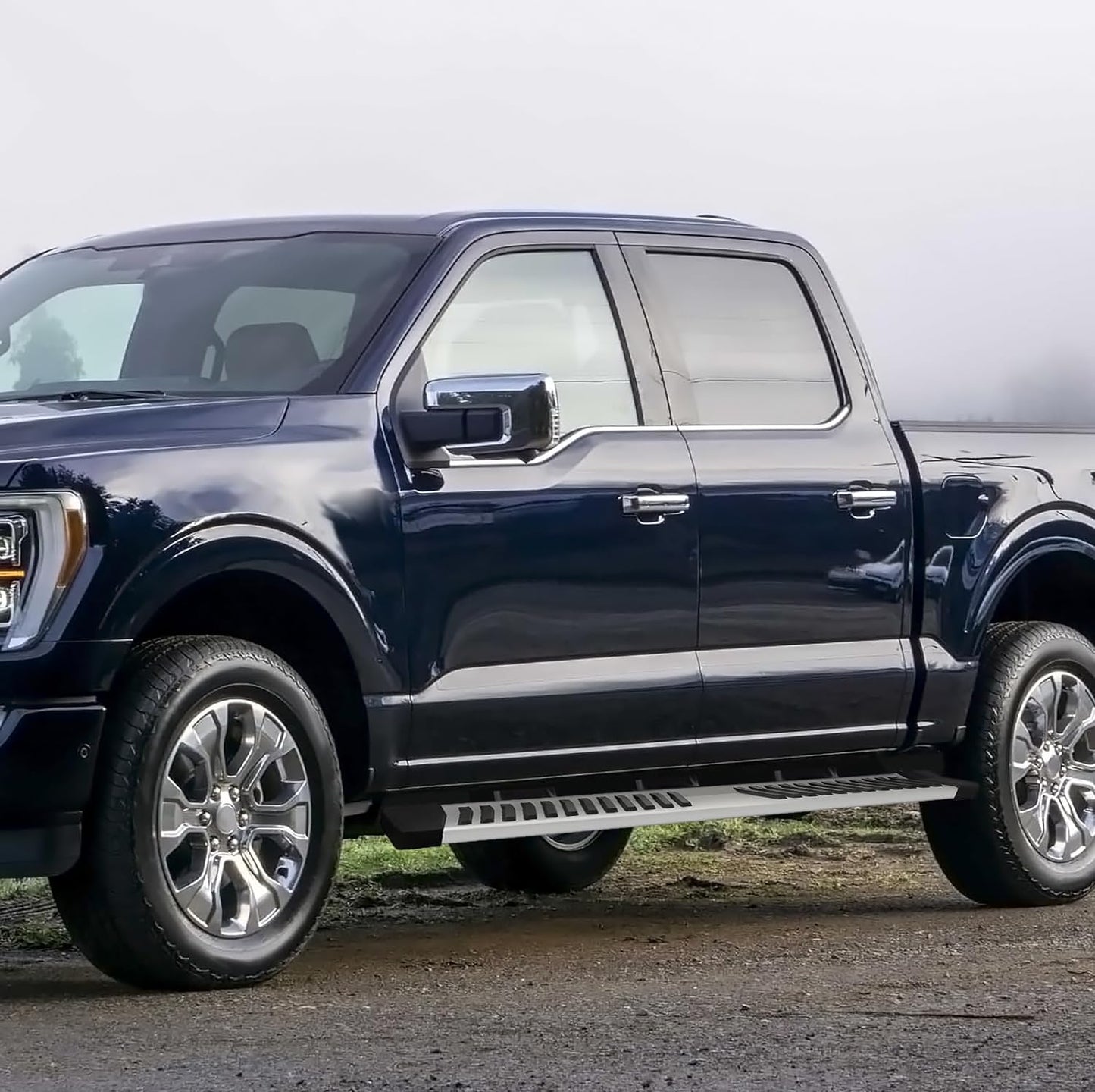 6.3 Inches Running Boards Fit for 2015-2023 15 16 17 18 19 20 21 22 23 Ford F150 F-150 SuperCrew Cab 4 Full Size Doors Chrome with 6 Brackes Side Step Rail Nerf Bars - OMOTOR