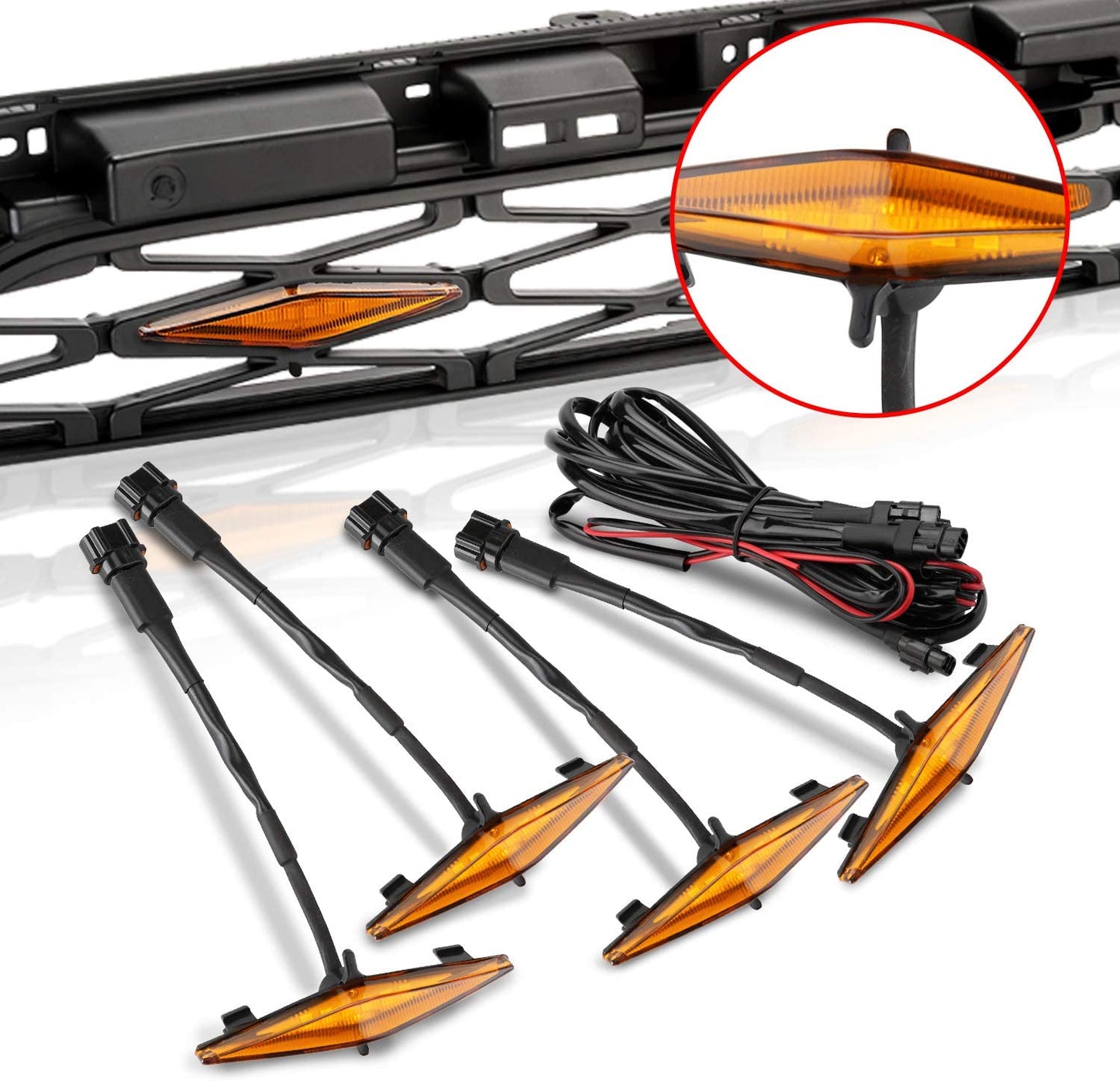 4 PCS Led Amber Lights with Fuse and Instruction for 2014-2022 Toyota 4Runner TRD Pro Grille, Including SR5, TRD off-road, Limited, TRO Pro (Amber) - OMOTOR