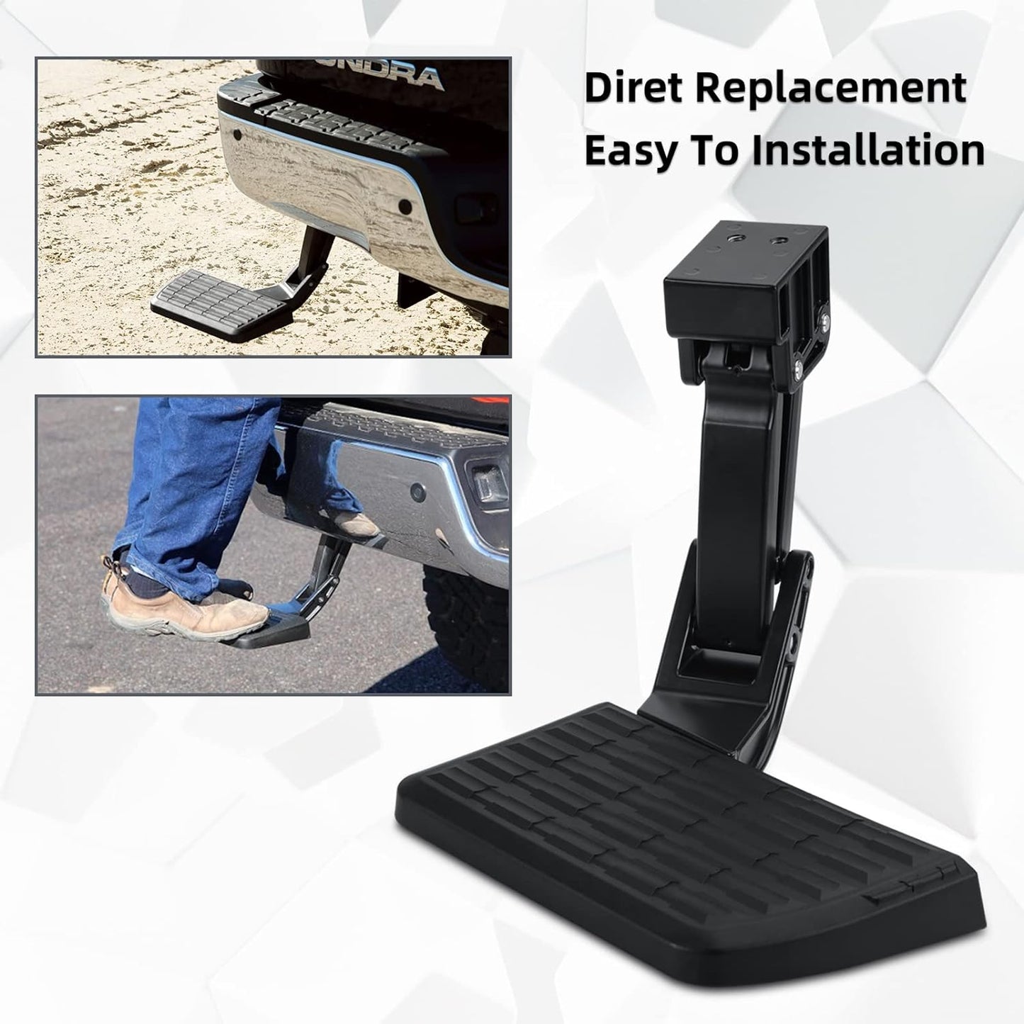 PT392-34140 Retractable Truck Bed Step Compatible with Toyota 14-21 Tundra (2014 2015 2016 2017 2018 2019 2020 2021) Folding Rear Bumper Tailgate Step Replace# PT392-34140 75316-01A - OMOTOR
