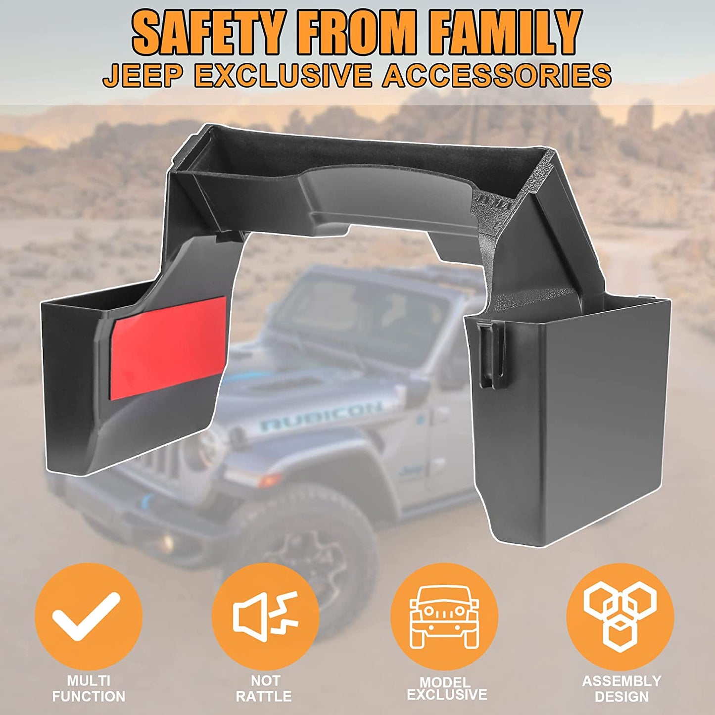 Upgrade Gear Tray for Jeep Wrangler JL JLU 2018-2023 & Gladiator JT 2020-2023, Gear Shift Organizer, Wrangler, Gladiator Accessories, 3 PCS Assembly (Not for JK) - OMOTOR