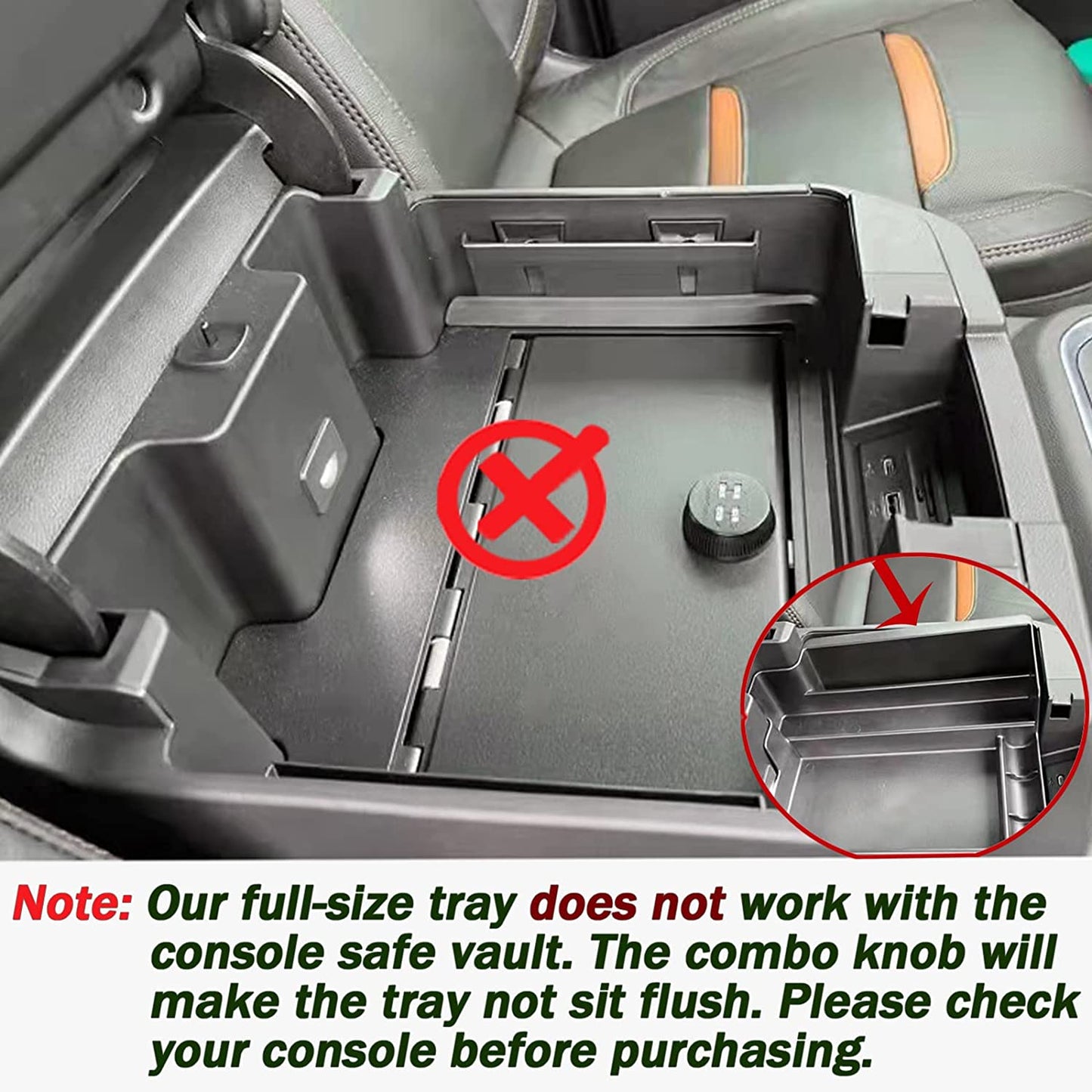 Full-Size Center Console Tray Compatible with 2019-2022 Chevy Silverado/GMC Sierra 1500 and 2020-2023 Silverado/Sierra 2500HD 3500HD, Armrest Organizer (Full Console w/Bucket Seats ONLY) - OMOTOR