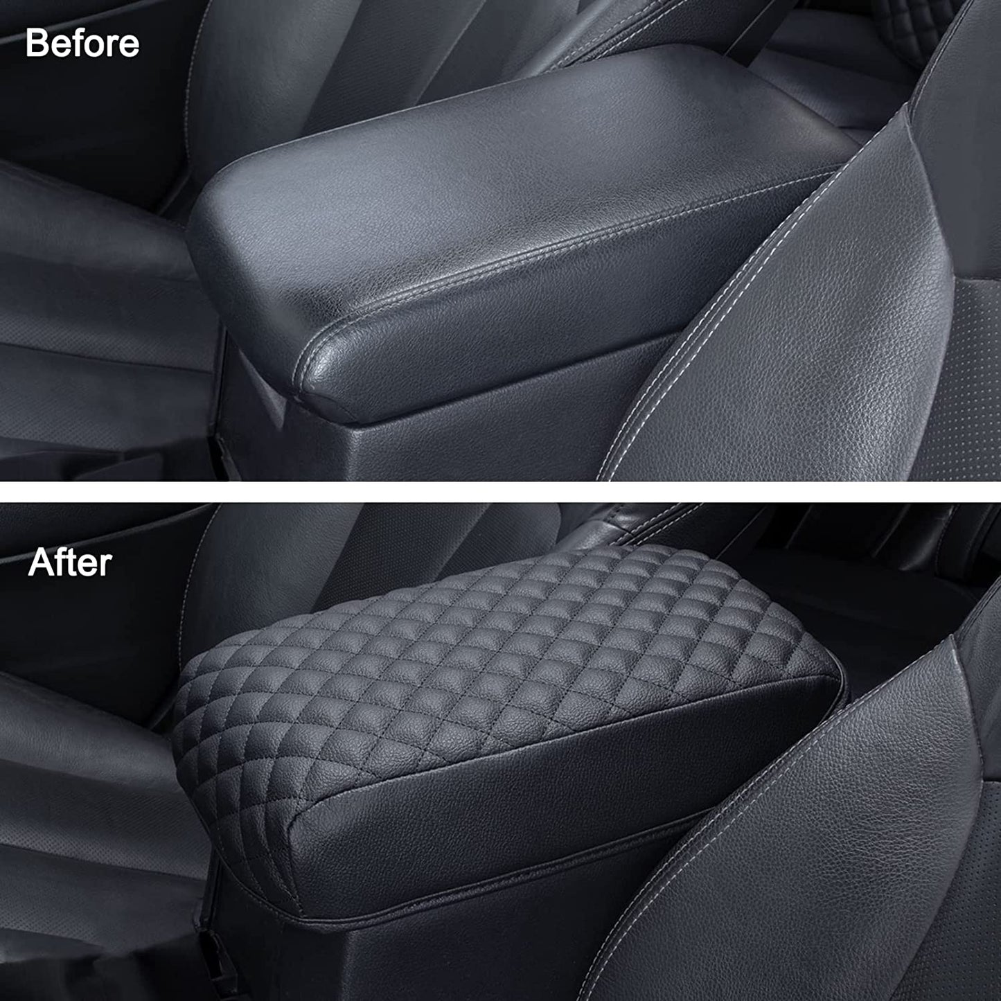 Center Console Armrest Cover Compatible with Toyota 4Runner 2010-2023 Truck Accessories Premium PU Leather Cushion Protector (Black) - OMOTOR