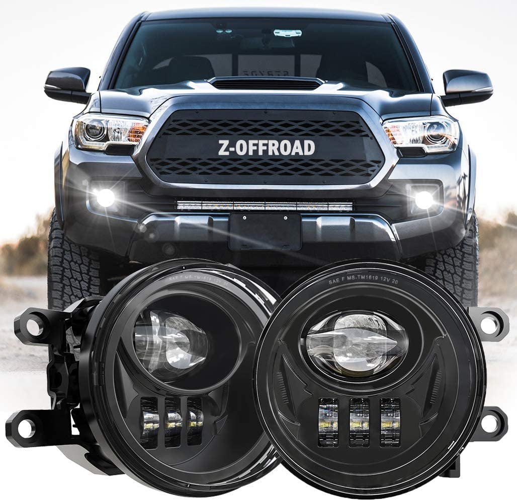 New LED Fog Lights for 2016-2023 Tacoma 2014-2023 4Runner 2014-2019 Tundra Truck Driving Lamps Assembly Replacement w/Bracket, Driver and Passenger Side- Black - OMOTOR