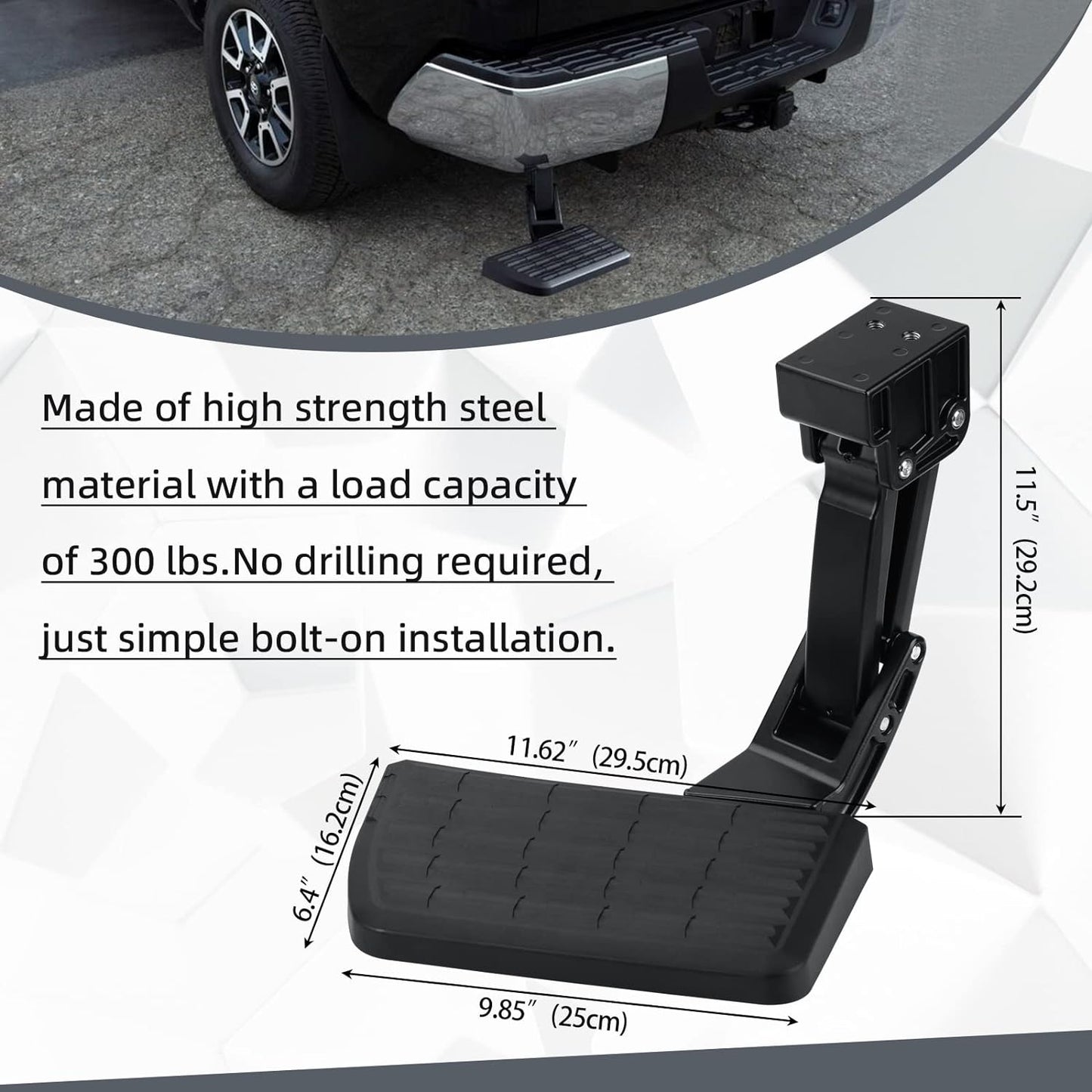 PT392-34140 Retractable Truck Bed Step Compatible with Toyota 14-21 Tundra (2014 2015 2016 2017 2018 2019 2020 2021) Folding Rear Bumper Tailgate Step Replace# PT392-34140 75316-01A - OMOTOR