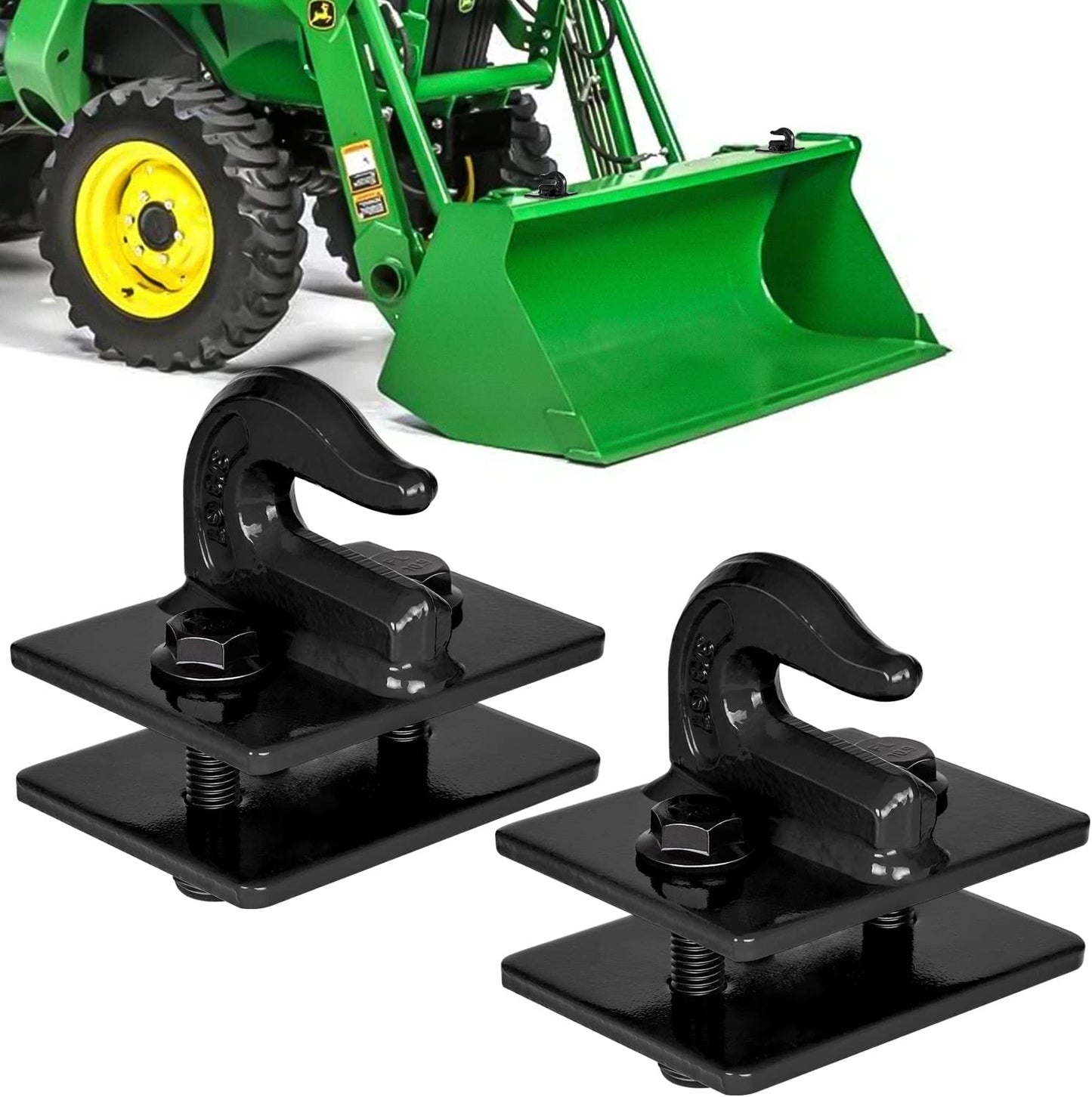 3/8" Tractor Bucket Hooks Grade 70 Forged Steel Bolt On Heavy Duty Grab Hook Tow Hook with Backer Plate,Tractor Bucket Accessories for Rv,Utv,Truck,Black - OMOTOR
