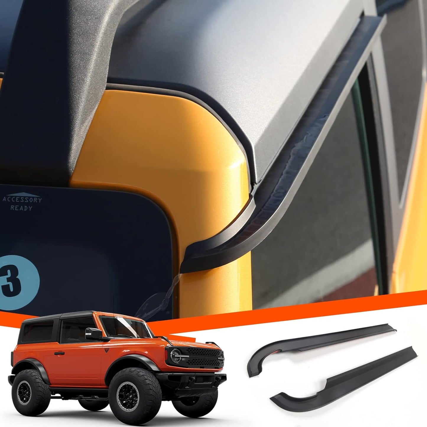 Rain Guard Window Visors for Ford Bronco 2021 2022 2023 2024 Accessories 2 Door Window Wind Deflectors Sun Guards 2 pcs - OMOTOR