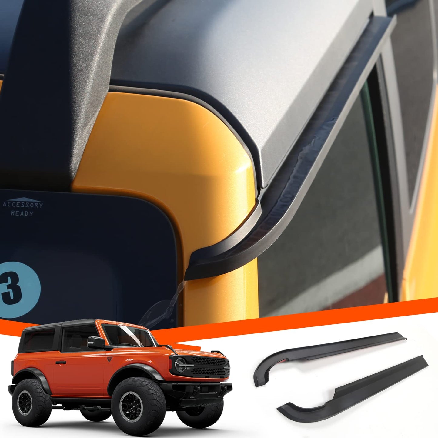 Rain Guard Window Visors for Ford Bronco 2021 2022 2023 2024 Accessories 2 Door Window Wind Deflectors Sun Guards 2 pcs - OMOTOR