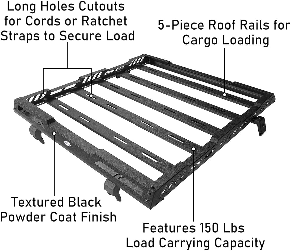 Roof Rack Cargo Basket for 2007-2018 Jeep Wrangler JK Unlimited 4-Door Hardtop Heavy Duty Steel Luggage Carrier - OMOTOR