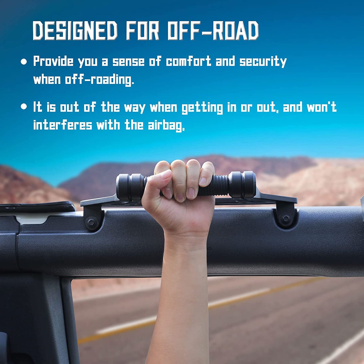 2 Pack Aluminum Alloy Roll Bar Grab Handles Compatible with Ford Bronco 2021+ - OMOTOR