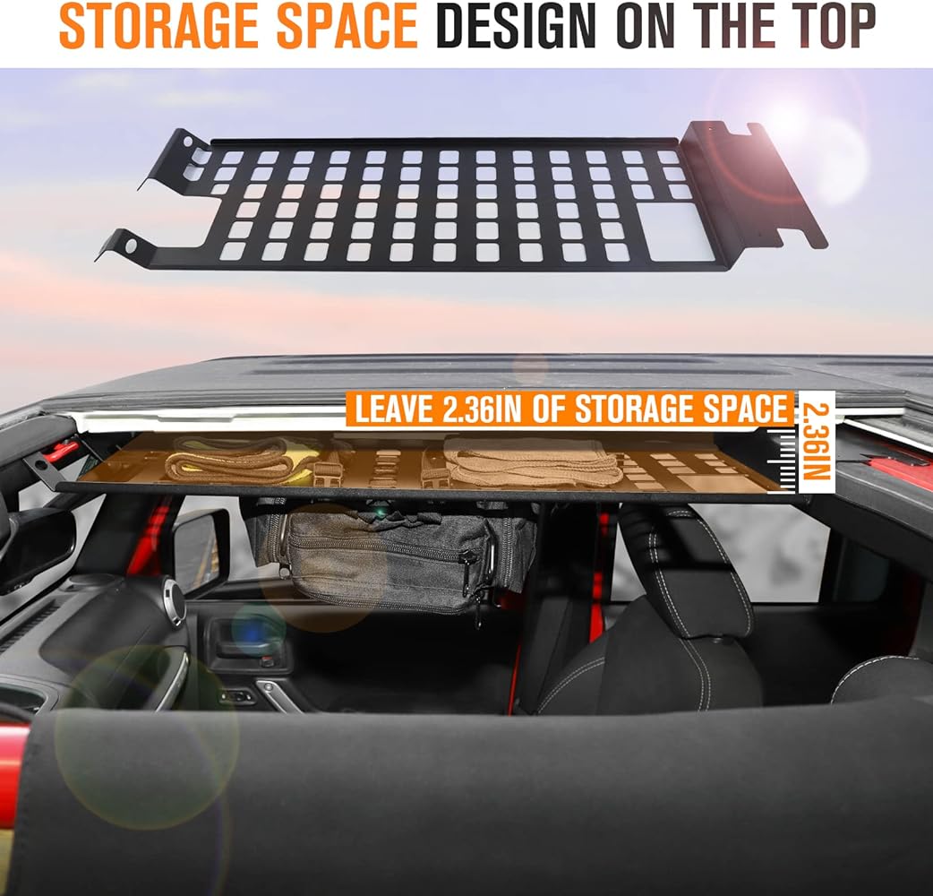 Roof Rack Hard Top Molle Panel Storage Accessories for 2007-2018 Jeep Wrangler JK & Unlimited - OMOTOR