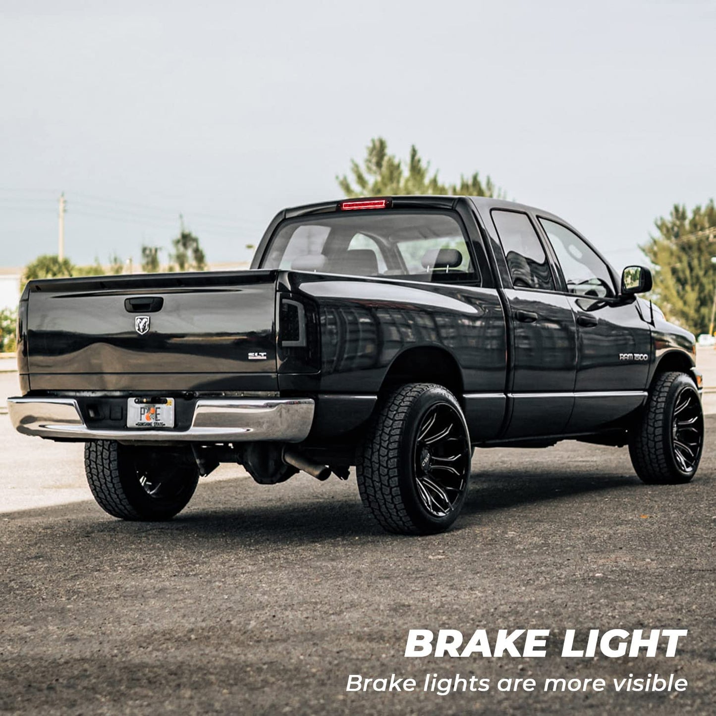 Upgraded Led Third Brake Light with Strobe Mode Switch for 2009-2018 Dodge Ram 1500 2500 3500 Pickup High Mount Brake Cargo Light with Smoke Lens Black Housing - OMOTOR