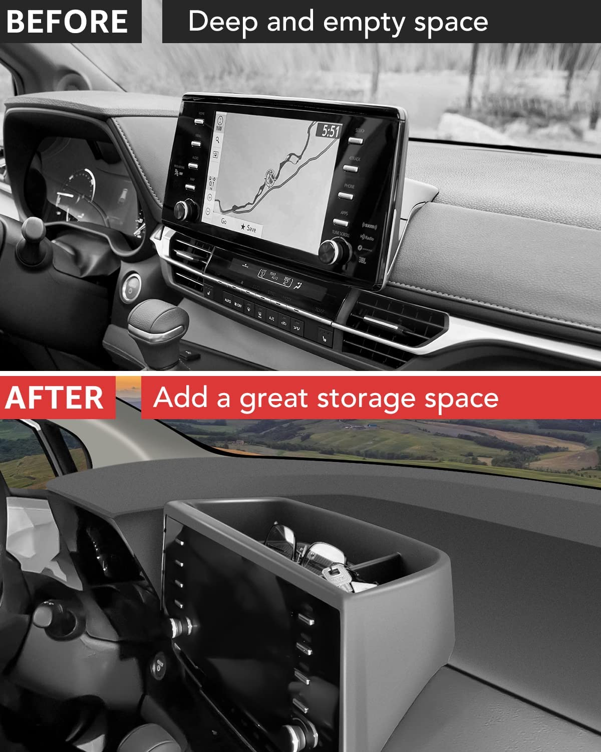 Center Console Dash Storage Tray for 2021 2022 Toyota Sienna Dashboard Organizer Insert Sunglass Holder Container Accessories - OMOTOR