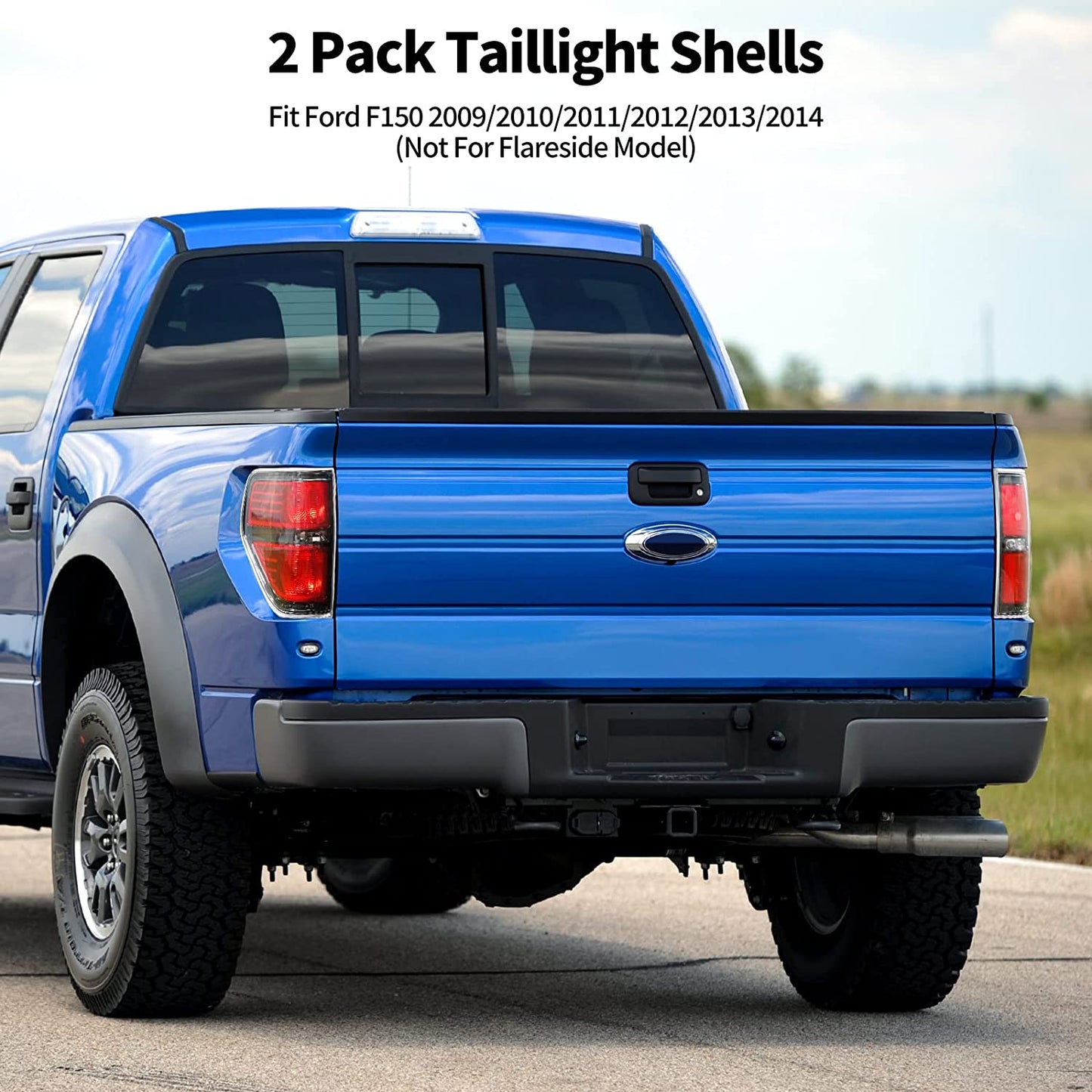 Tail Lights Compatible with 2009-2014 Ford F150, NOT fit Flareside Models, Taillight Brake Lamps Housing for Passenger and Driver Side, 2 Pack, Red + Black - OMOTOR