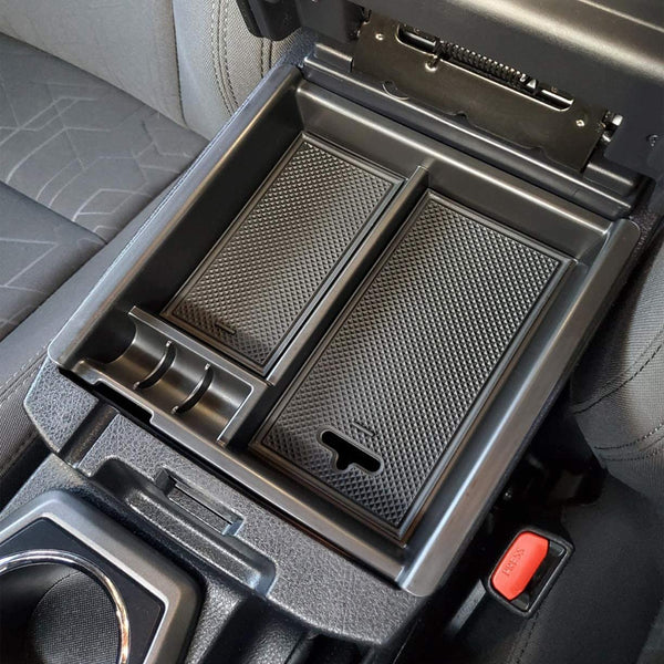 Center Console Accessory Organizer Compatible with Toyota Tacoma 2016 2017 2018 2019 2020 2021 2022 2023, ABS Material Armrest Box Insert Tray (Black Trim) - OMOTOR