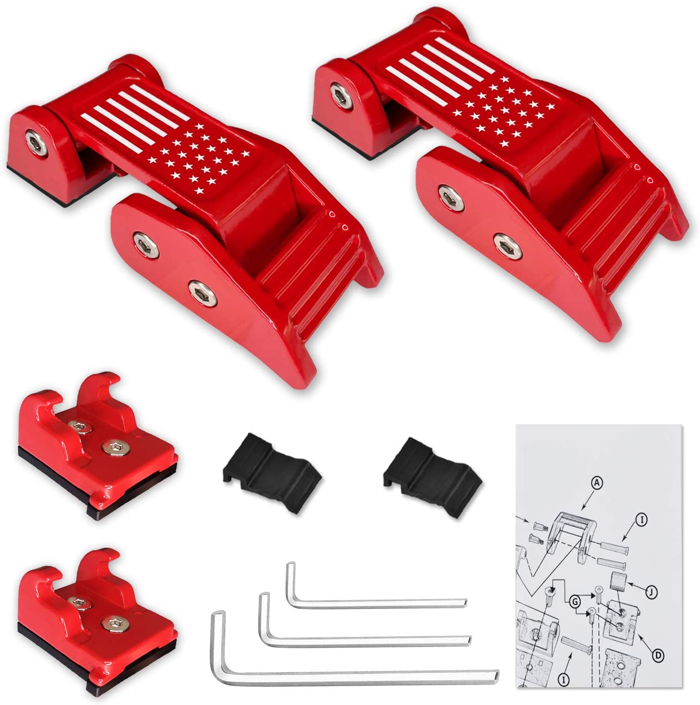 Aluminum Hood Latches Catch Kit (Red/Black/Sliver) - OMOTOR
