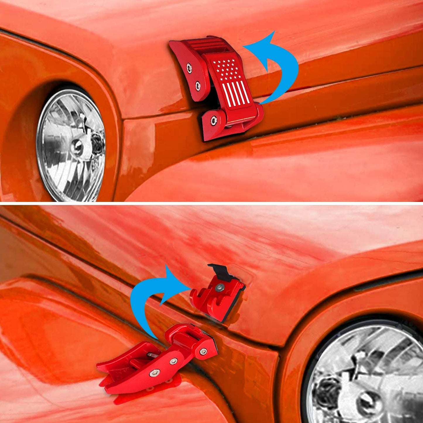 Aluminum Hood Latches Catch Kit (Red/Black/Sliver) - OMOTOR