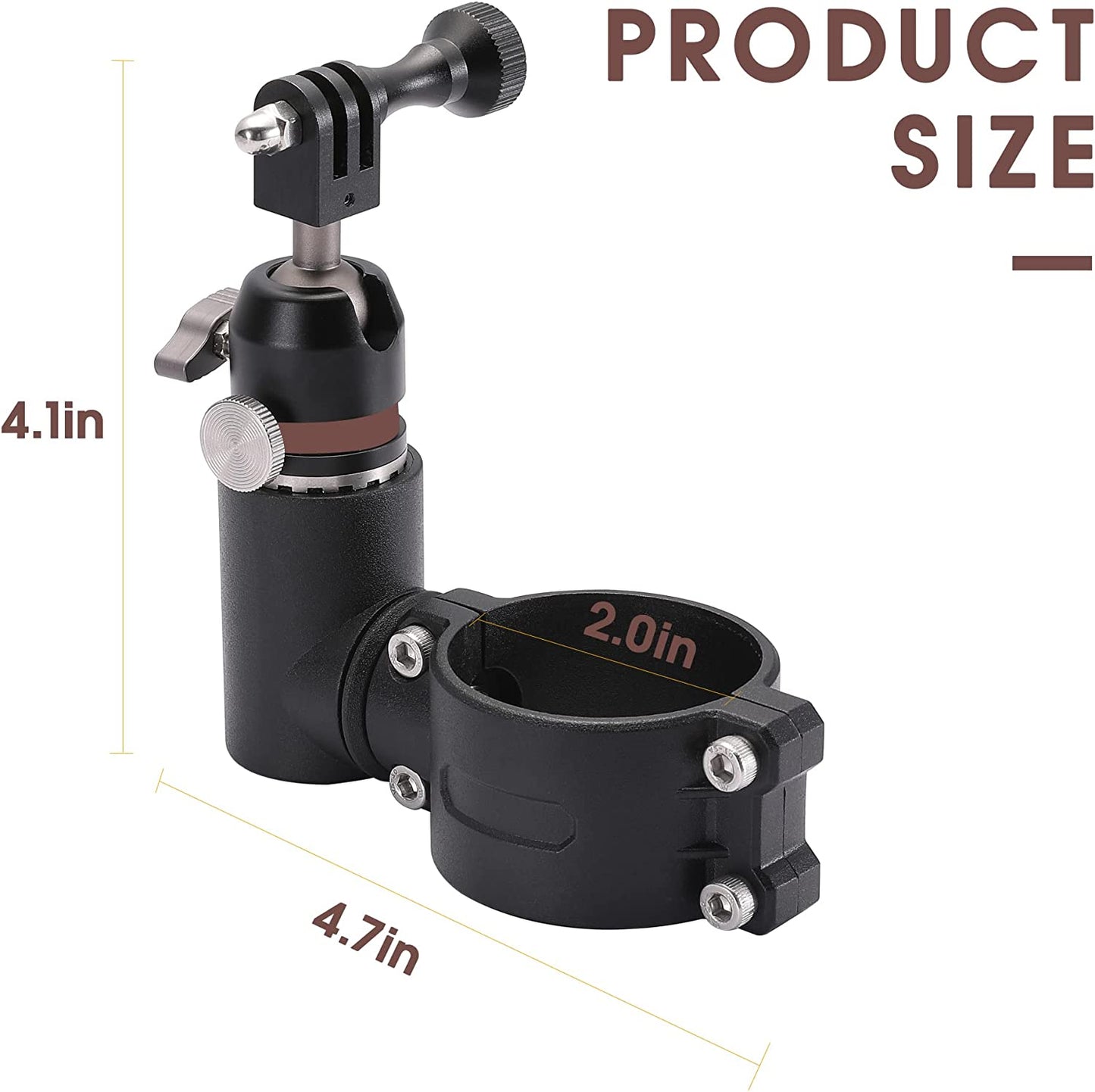 Gopro Mount with 360° Adjustable Spherical Head and Locking Knob, Compatible with UTV ATV Polaris Ranger 1.75-2 inch Roll Bar - OMOTOR