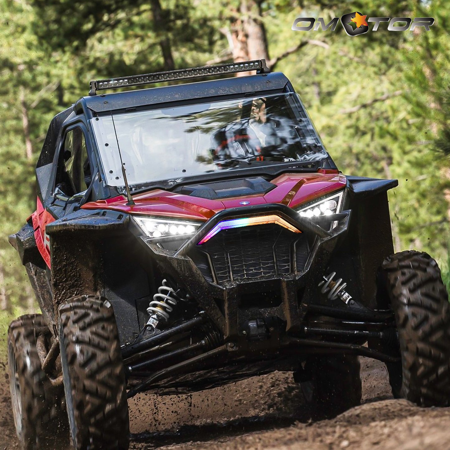 omotor RGB Flowing Turn Signal Light, Front Accent Light LED Center Grill Fang Light Compatible with 2020 - 2023 Polaris RZR PRO XP / 4 PRO R Turbo R RZR PRO XP Light - OMOTOR