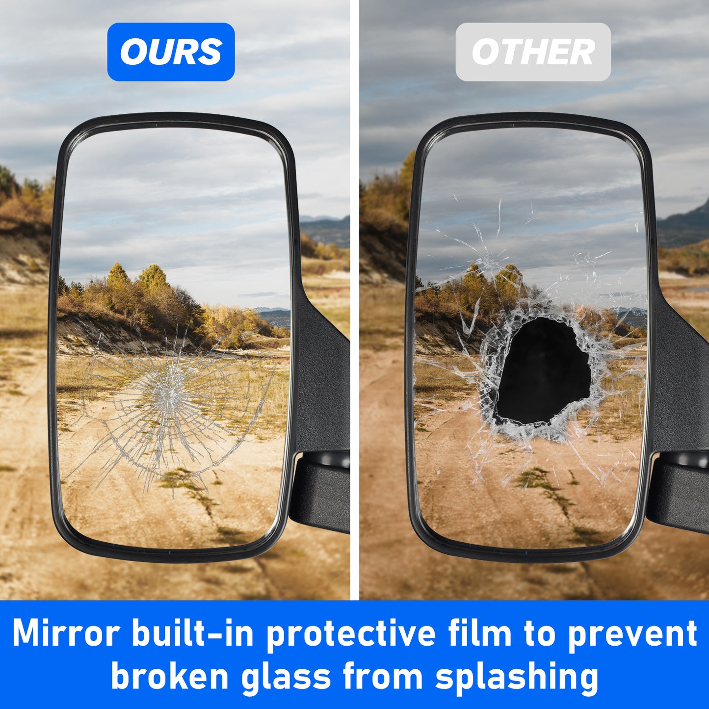 UTV Rearview Side Mirror And Center Mirror Set 1.75"-2" Bar - OMOTOR