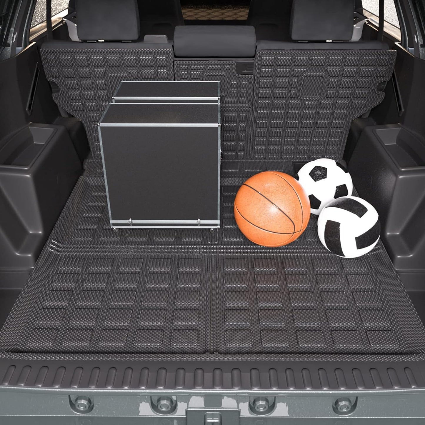 Trunk Mat Backrest Mat Compatible with 2010-2024 Toyota 4Runner 5-Seater Cargo Mat Backrest Mat Replacement for 10-23 4Runner Accessories (Only Fit W/O Sliding Tray) (Cargo Mat+Backrest Mat) - OMOTOR
