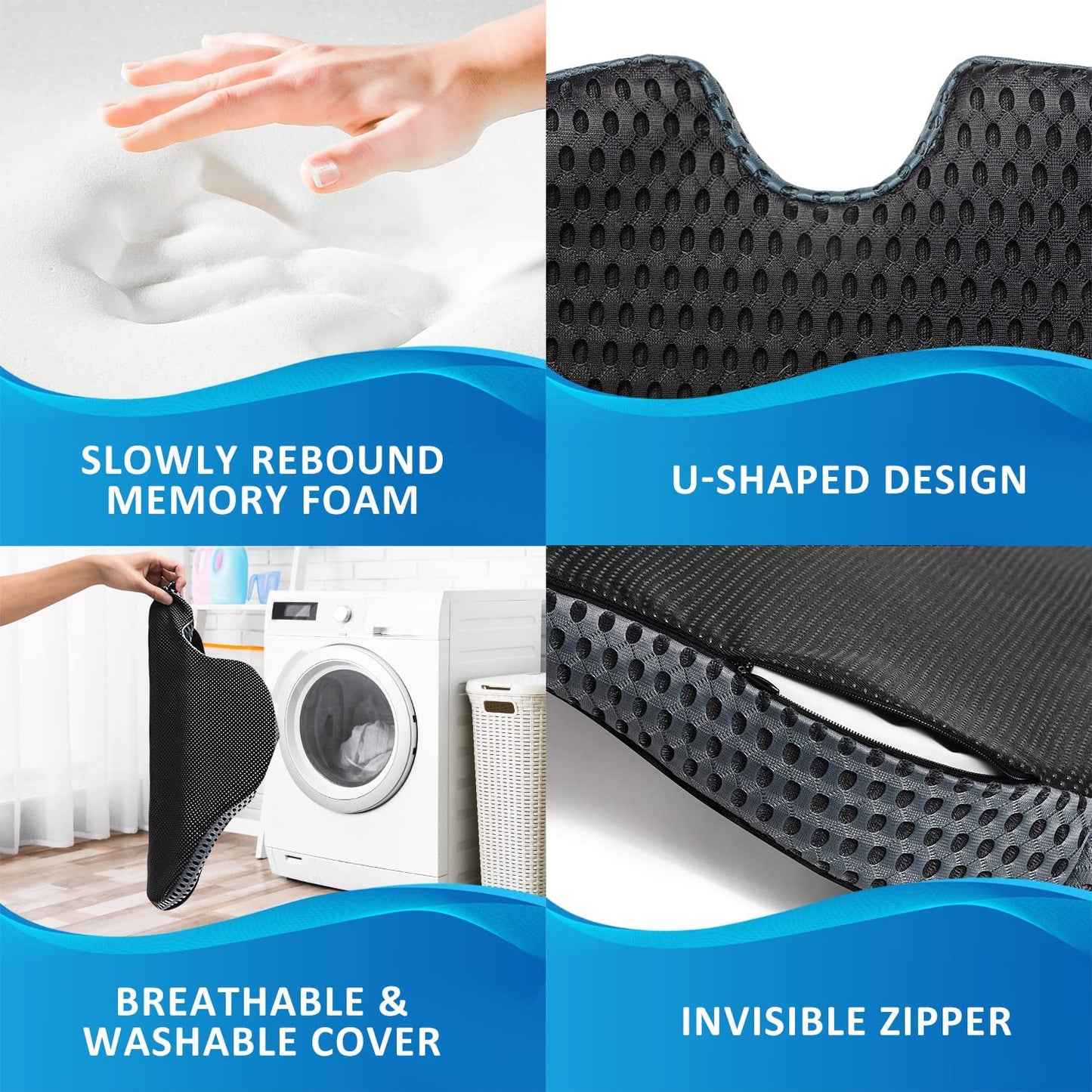 Car Seat Cushion for Car Seat Driver - Memory Foam Office Chair Cushions with Larger Size to Add More Comfort - Wedge Driver Seat Cushion Improve Driving View - OMOTOR