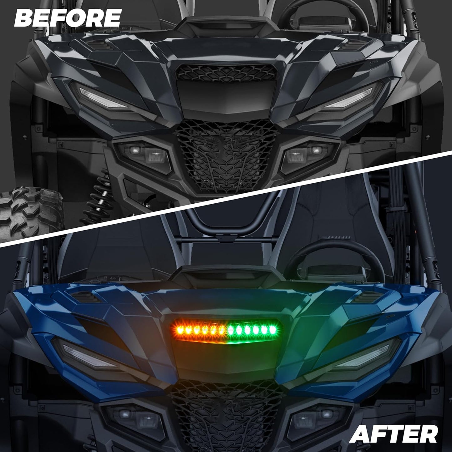 LED Hood Scoop Light for Yamaha RMAX 1000, RGB Hood Spot Light with Green Amber Strobe Lamp for Yamaha Wolverine RMAX2 RMAX4 1000 2021-2024 Accessories (1PCS) - OMOTOR