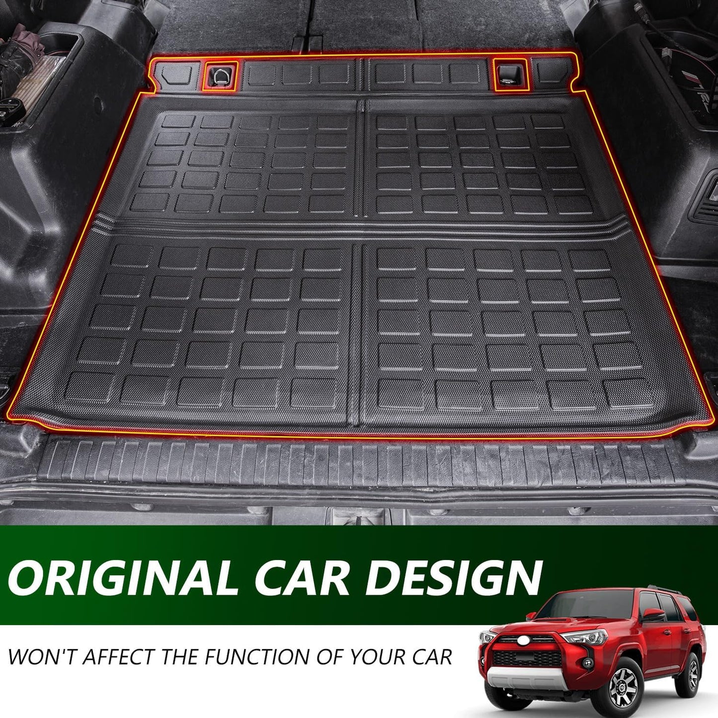 Trunk Mat Backrest Mat Compatible with 2010-2024 Toyota 4Runner 5-Seater Cargo Mat Backrest Mat Replacement for 10-23 4Runner Accessories (Only Fit W/O Sliding Tray) (Cargo Mat+Backrest Mat) - OMOTOR