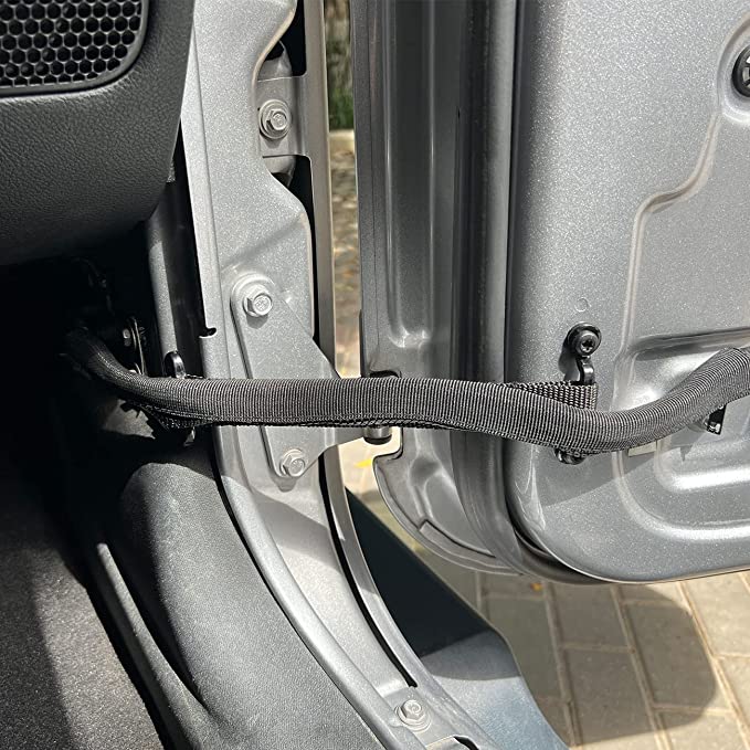 Door Strap for Jeep, Heavy Duty Strong Door Limit Strap with Zipper for 2007-2023 Jeep Wrangler JK JKU JL JLU Gladiator JT (Black) - OMOTOR