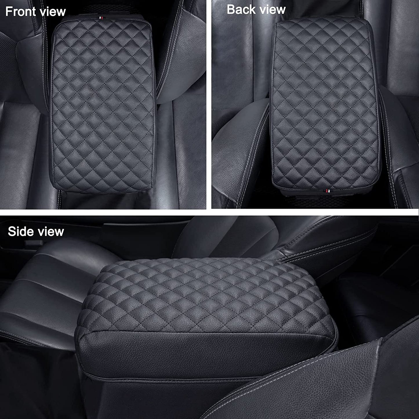Center Console Armrest Cover Compatible with Toyota 4Runner 2010-2023 Truck Accessories Premium PU Leather Cushion Protector (Black) - OMOTOR