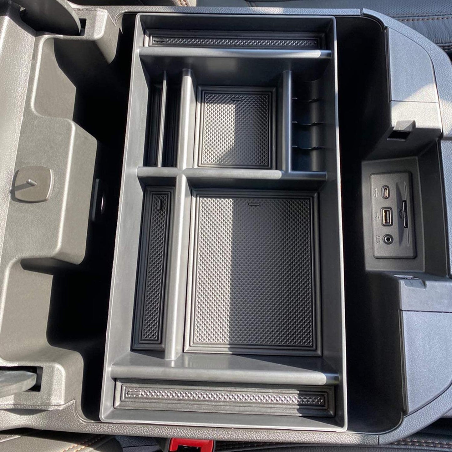 Center Console Organizer Tray Compatible with (2019-2022) Chevy Silverado 1500/GMC Sierra 1500 and 2020-2023 Silverado/Sierra 2500/3500 HD - Full Console w/Bucket Seats ONLY,Black trim - OMOTOR