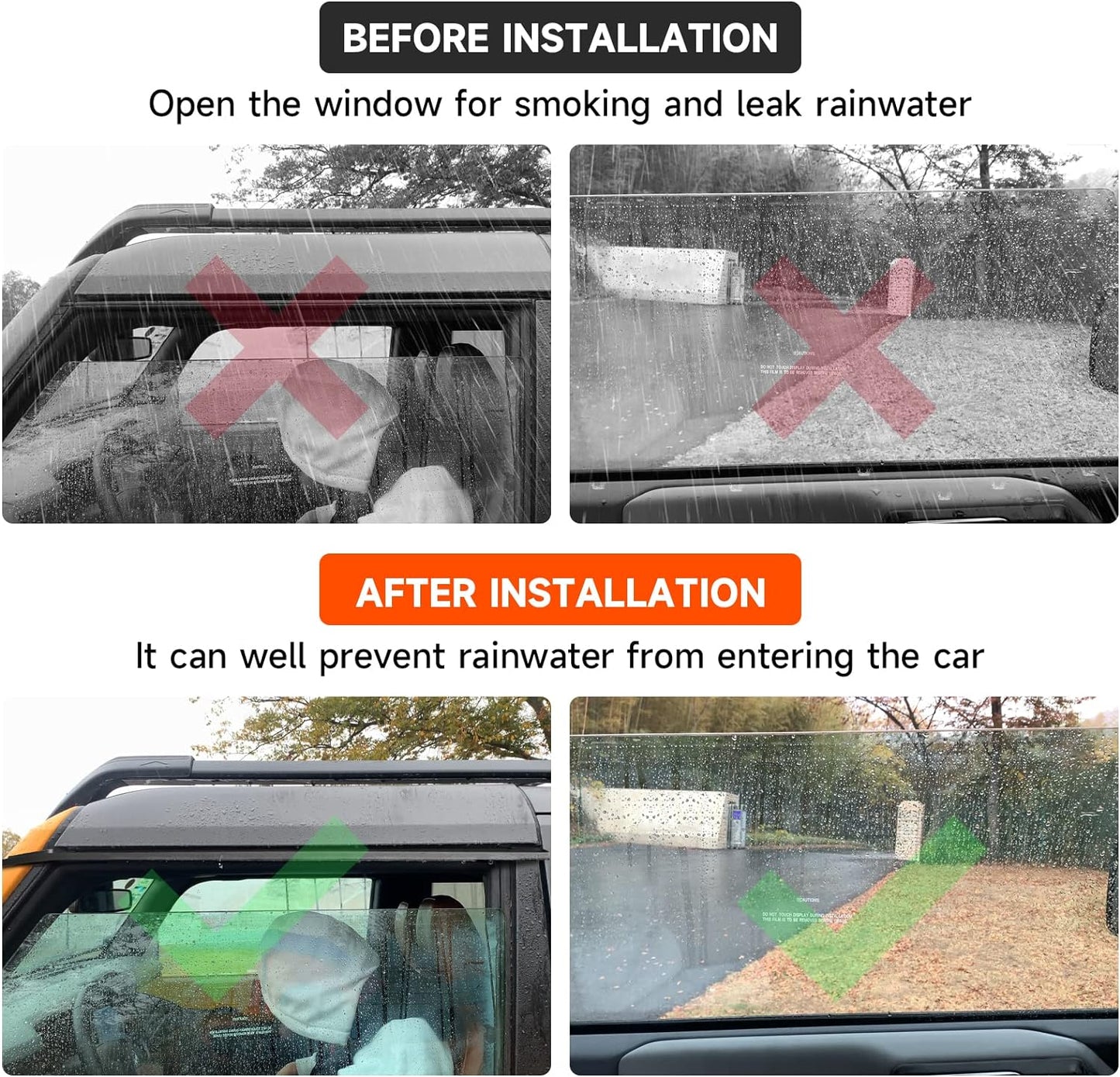 Rain Guard Window Visors for Ford Bronco 2021 2022 2023 2024 Accessories 2 Door Window Wind Deflectors Sun Guards 2 pcs - OMOTOR