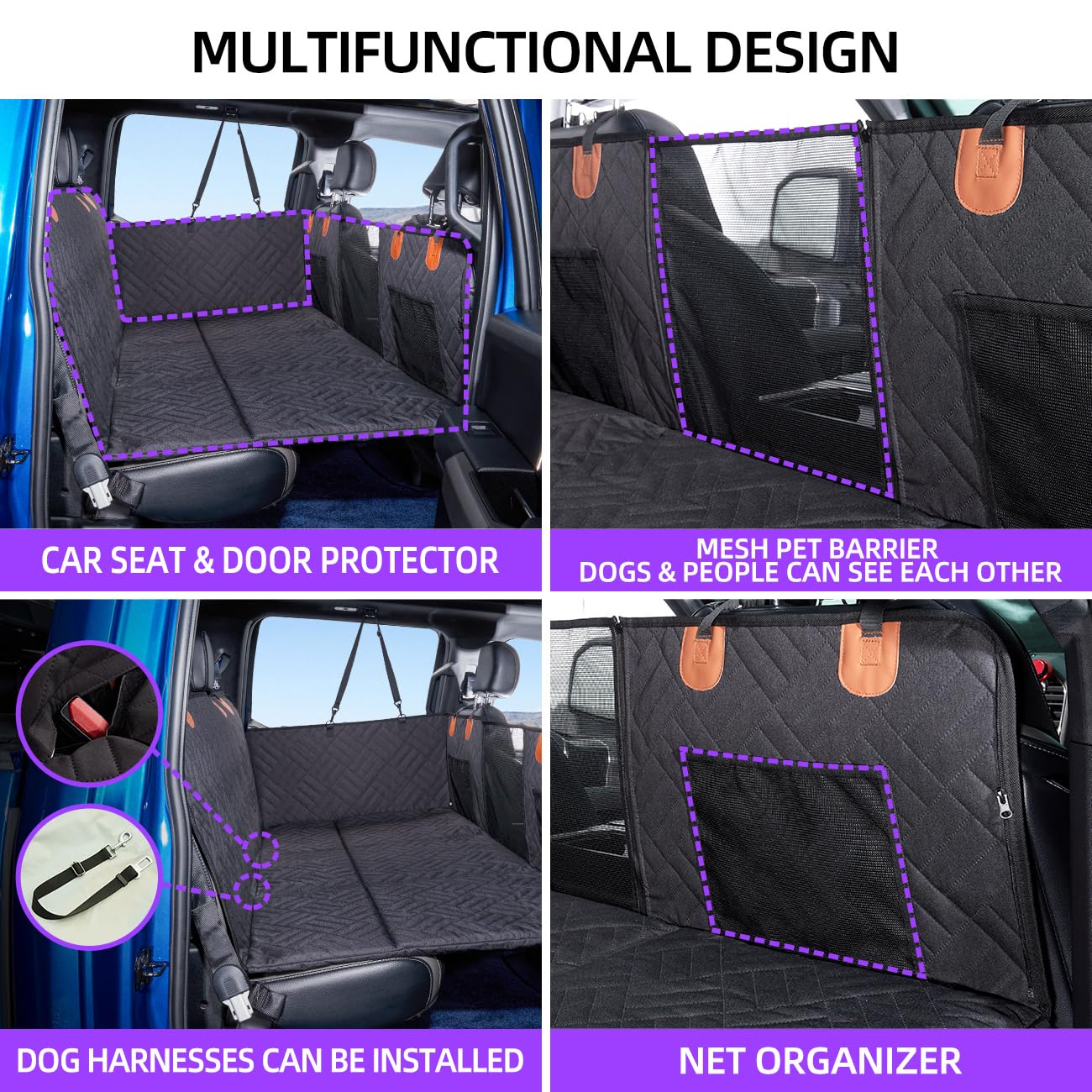 Dog Seat Cover and Bed for Trucks - Back Seat Extender and Hammock for F150, RAM1500, Silverado - Non-Inflatable Pet Mattress - OMOTOR