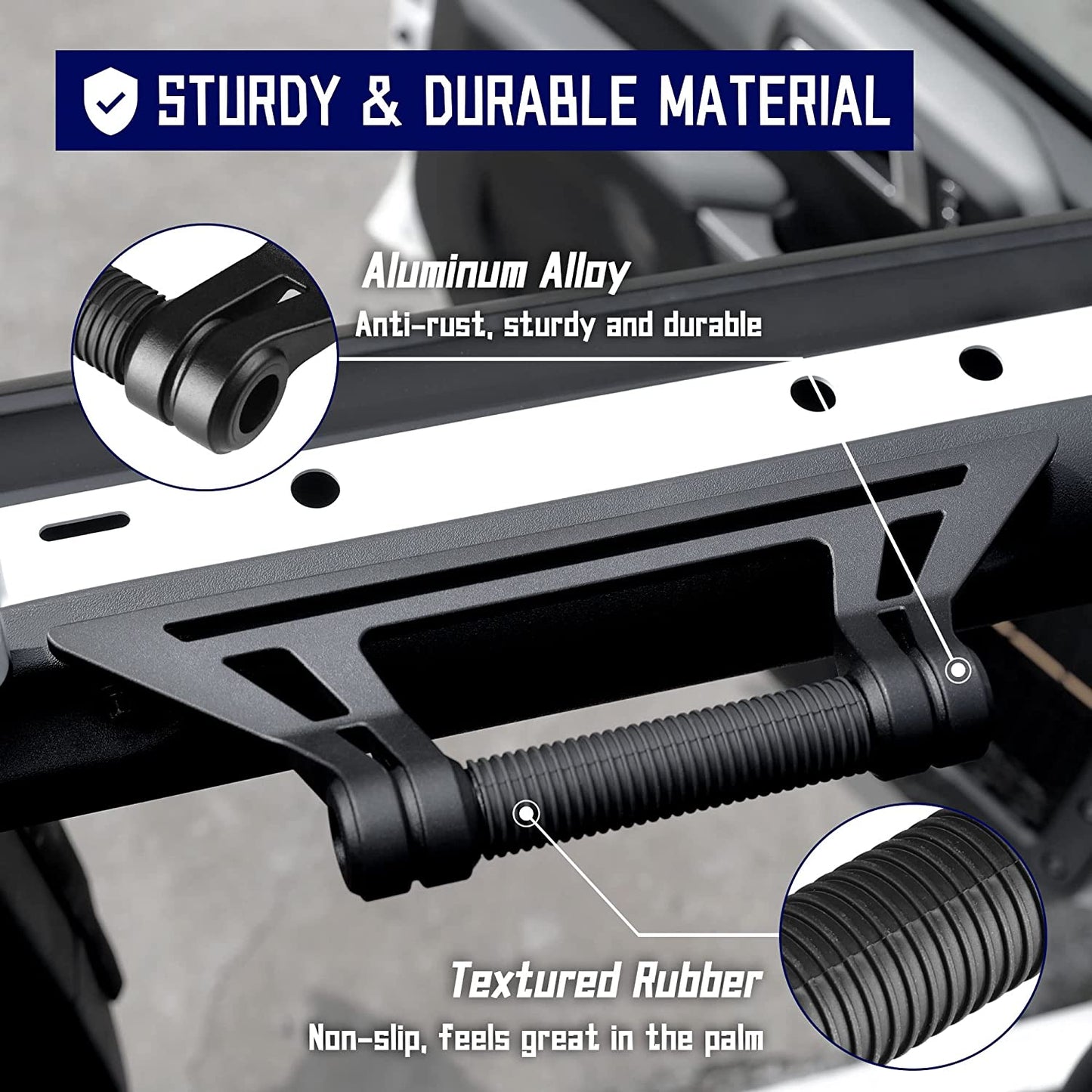 2 Pack Aluminum Alloy Roll Bar Grab Handles Compatible with Ford Bronco 2021+ - OMOTOR