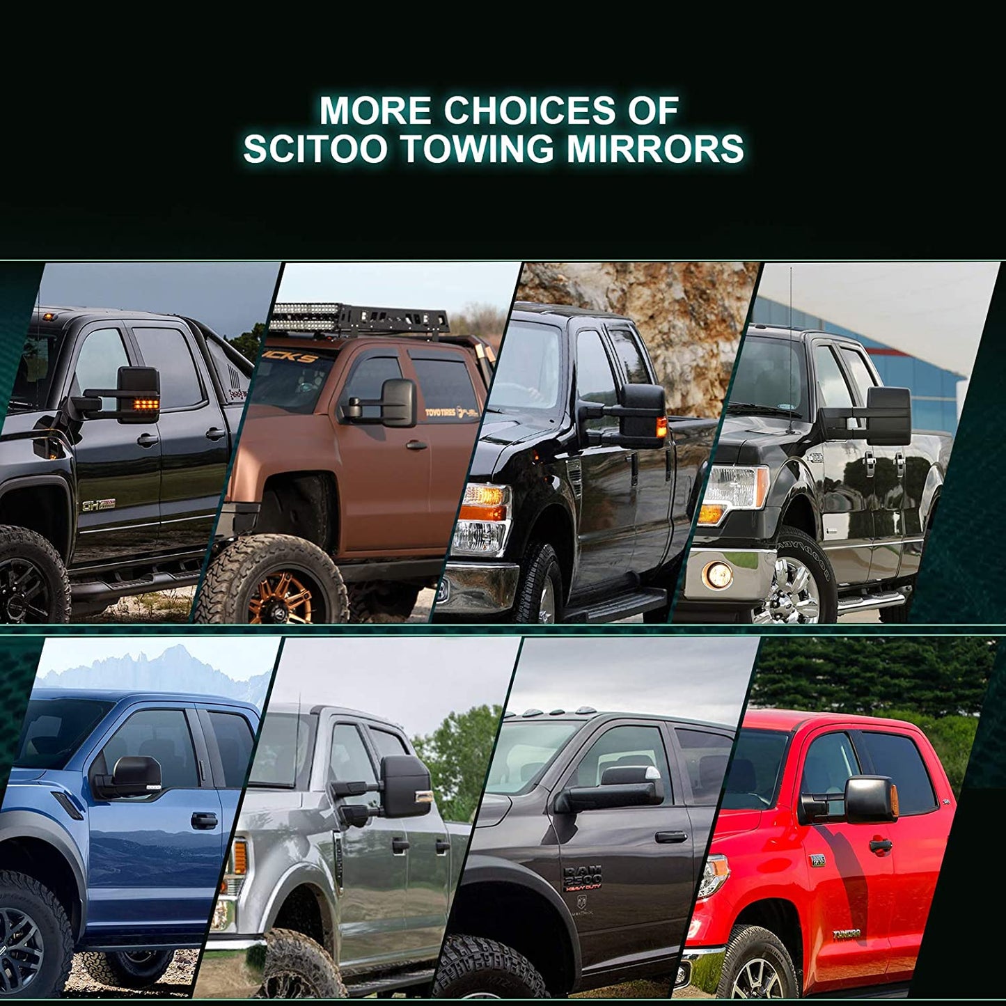 For Ford Towing Mirrors SCITOO Exterior Accessories Mirrors for 2007-2014 Ford F150 Truck with Power Controlling Heated Amber Turn Signal Manual Telescoping and Folding Features - OMOTOR
